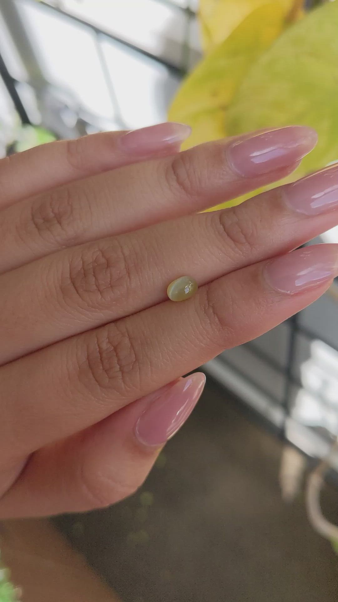 0.98 Ct. Yellow Cabochon Chrysoberyl from Ceylon (Sri Lanka) Size Video