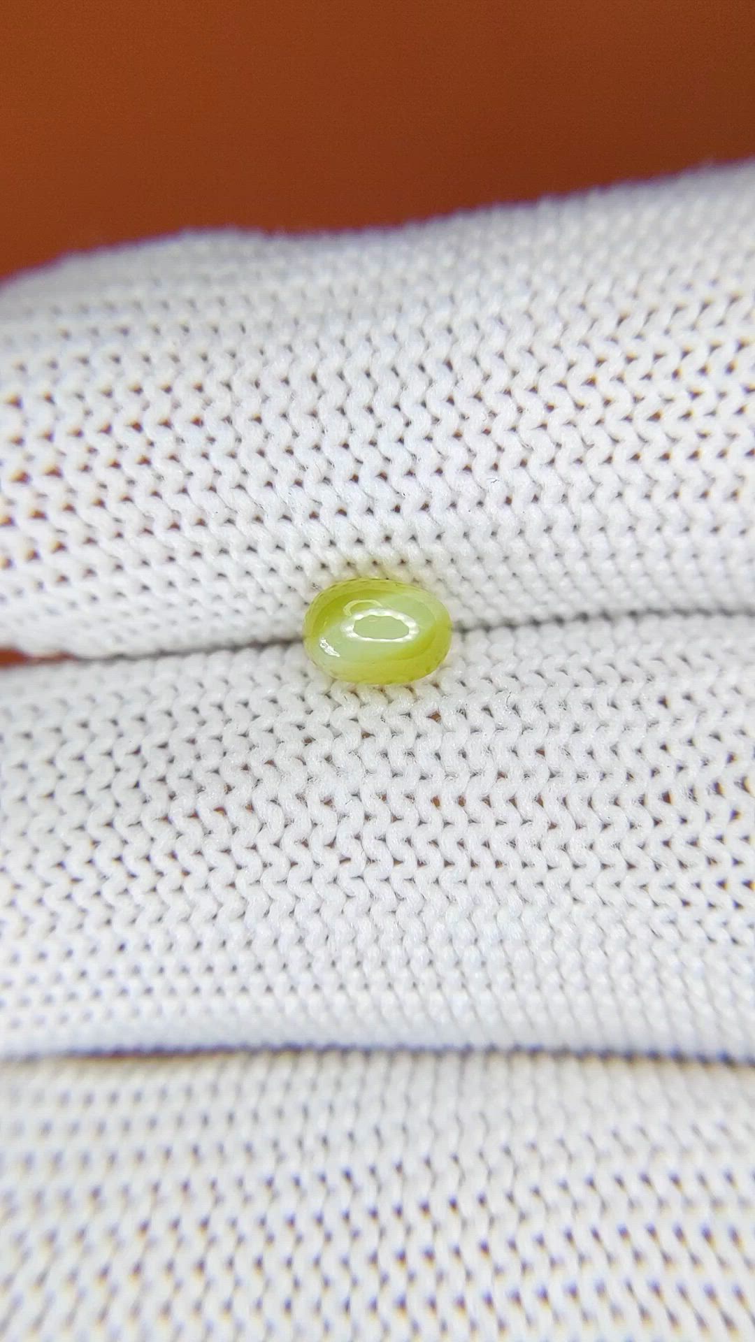 0.98 Ct. Yellow Cabochon Chrysoberyl from Ceylon (Sri Lanka) Size Video