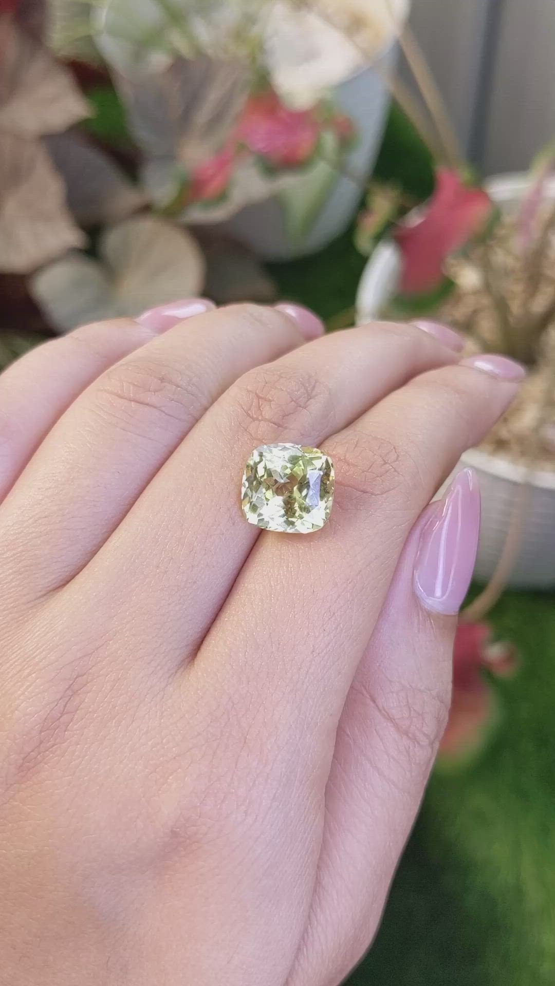 8.30 Ct. Greenish Yellow Chrysoberyl from Ceylon (Sri Lanka) Size Video