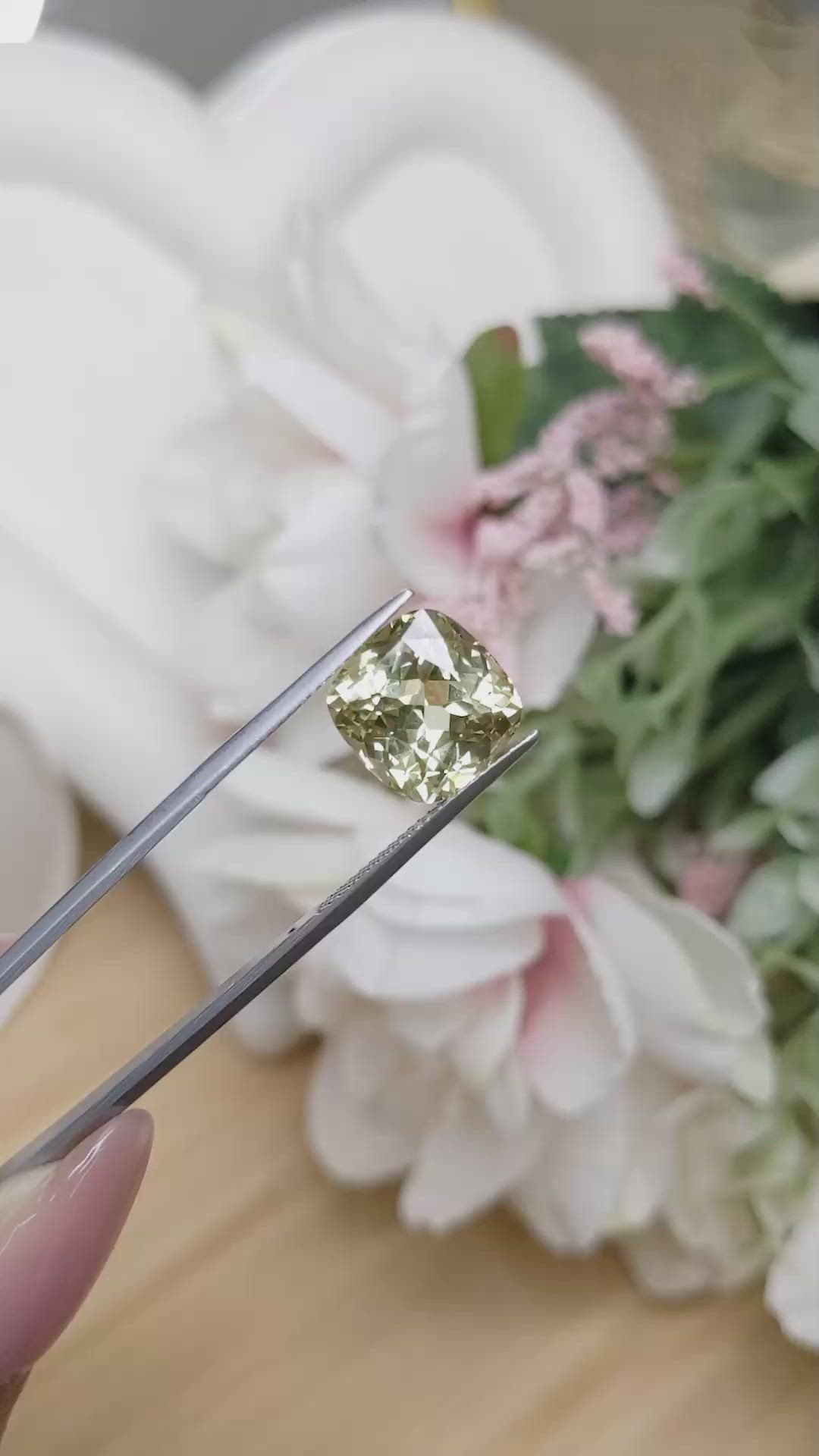 8.30 Ct. Greenish Yellow Chrysoberyl from Ceylon (Sri Lanka) Size Video