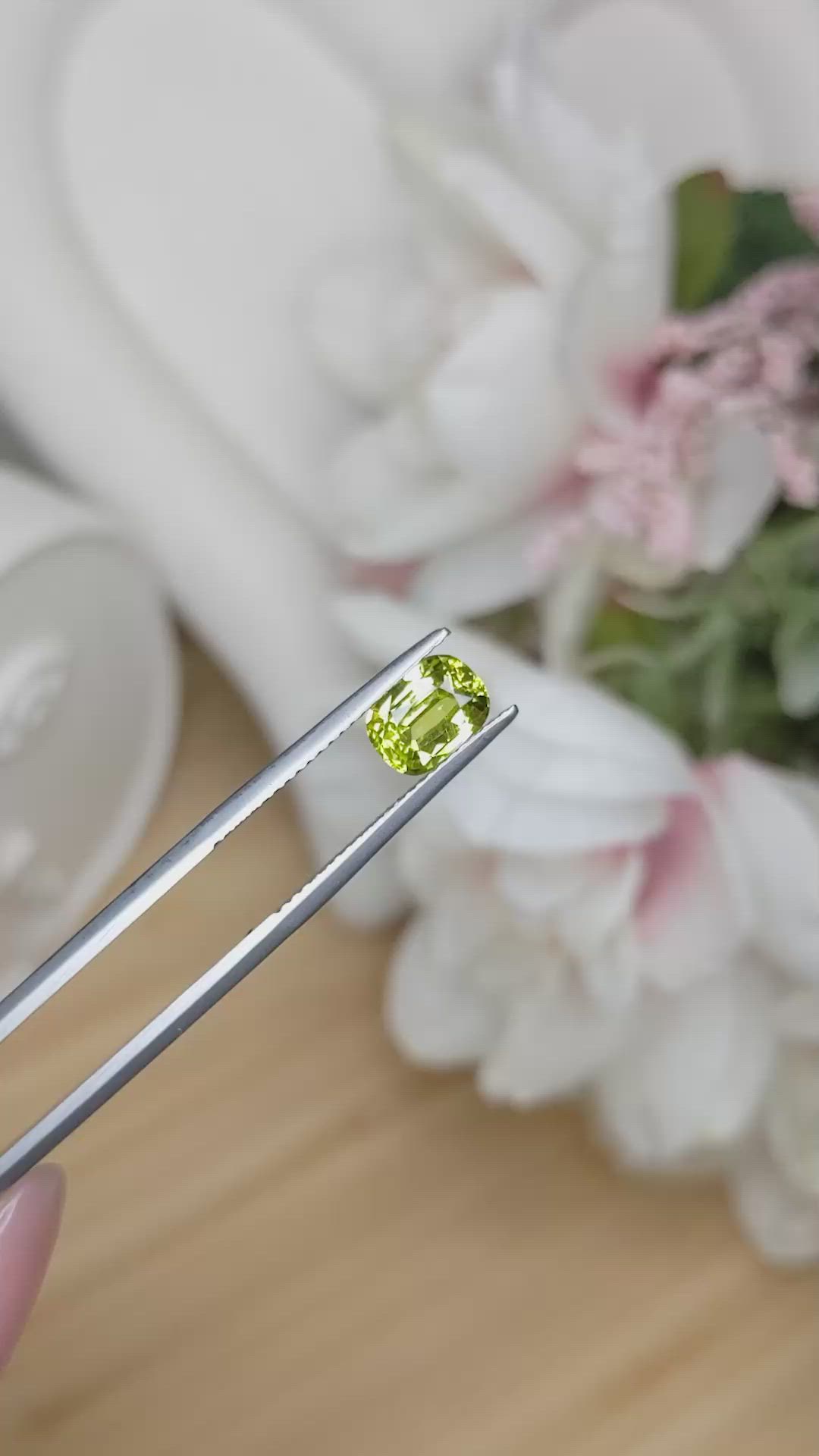 1.48 Ct. Yellowish Green Chrysoberyl from Ceylon (Sri Lanka) Size Video