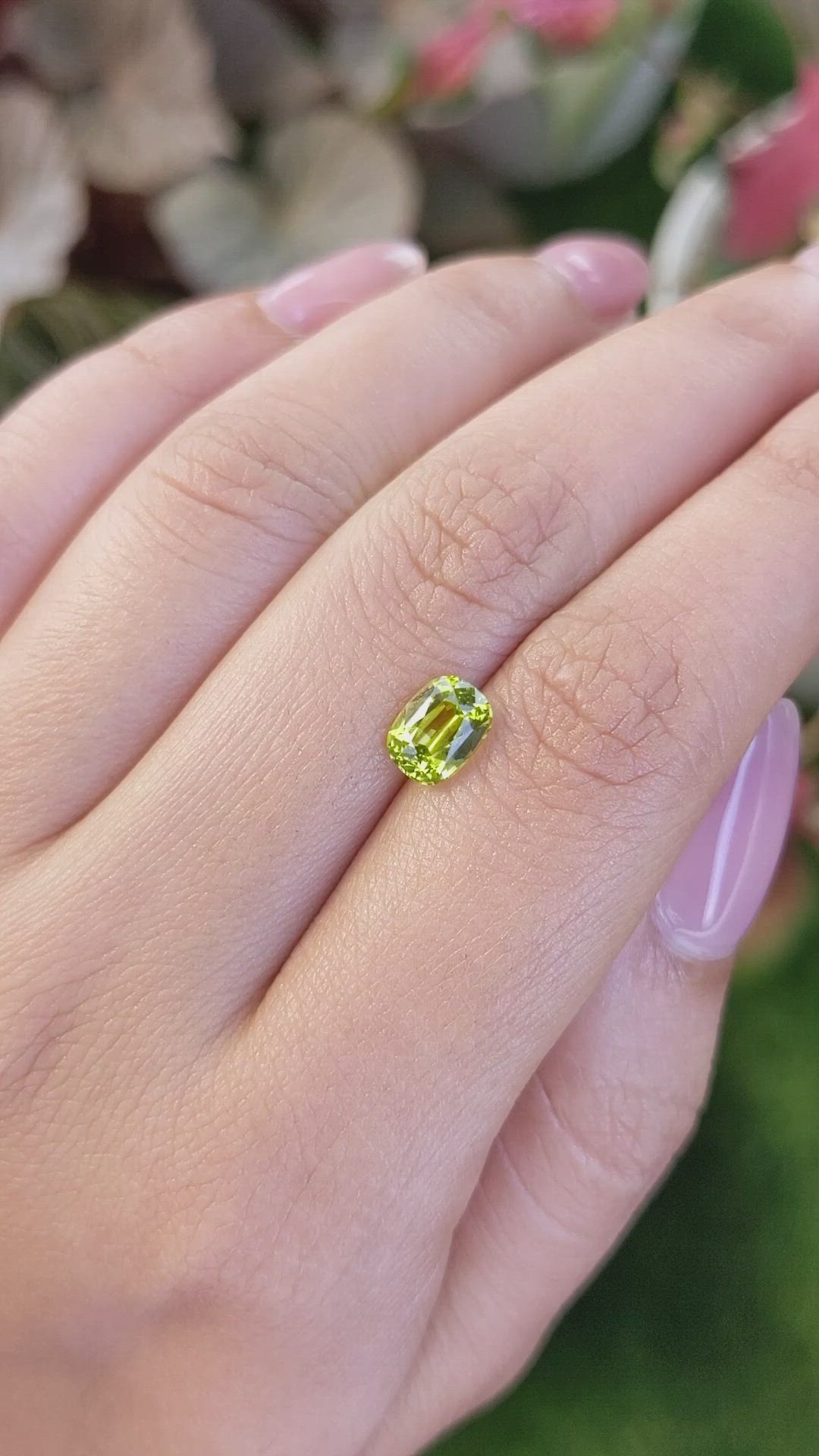 1.48 Ct. Yellowish Green Chrysoberyl from Ceylon (Sri Lanka) Size Video