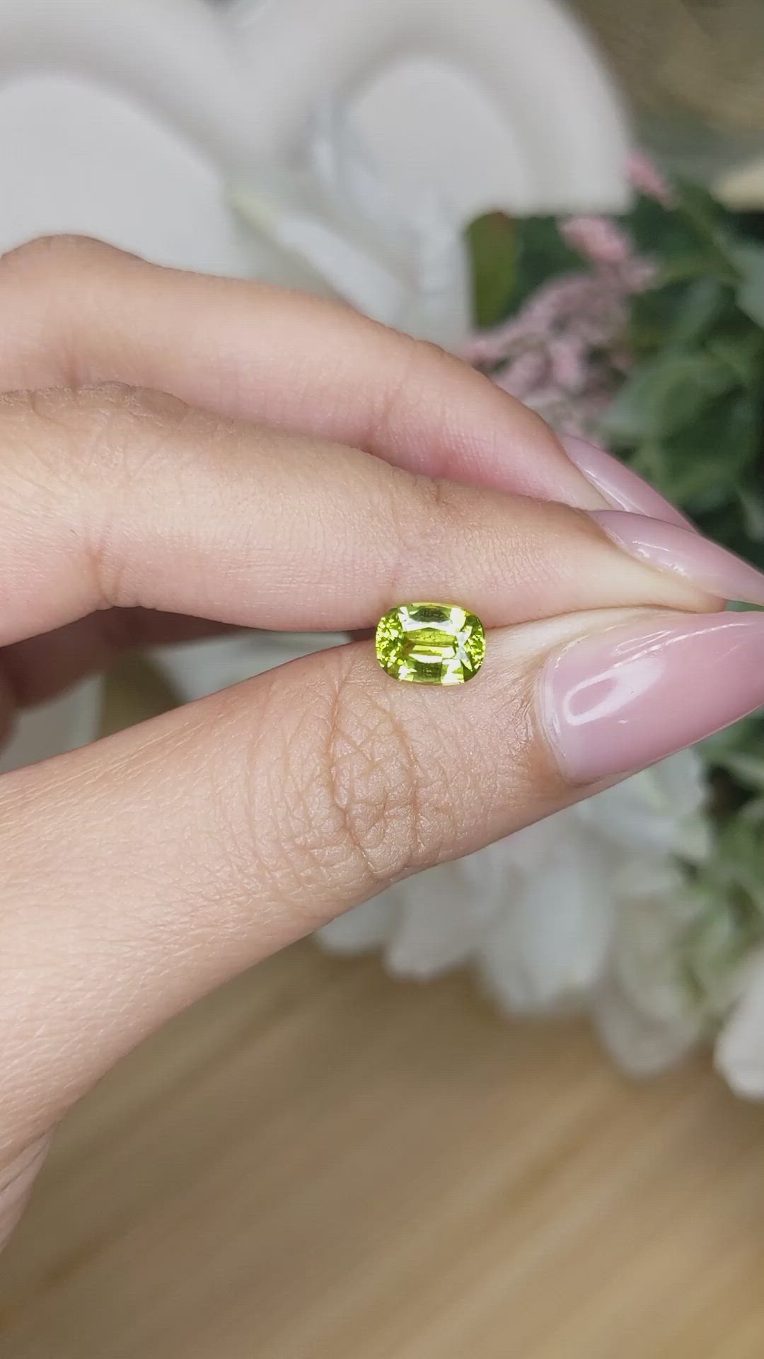 1.48 Ct. Yellowish Green Chrysoberyl from Ceylon (Sri Lanka) Size Video