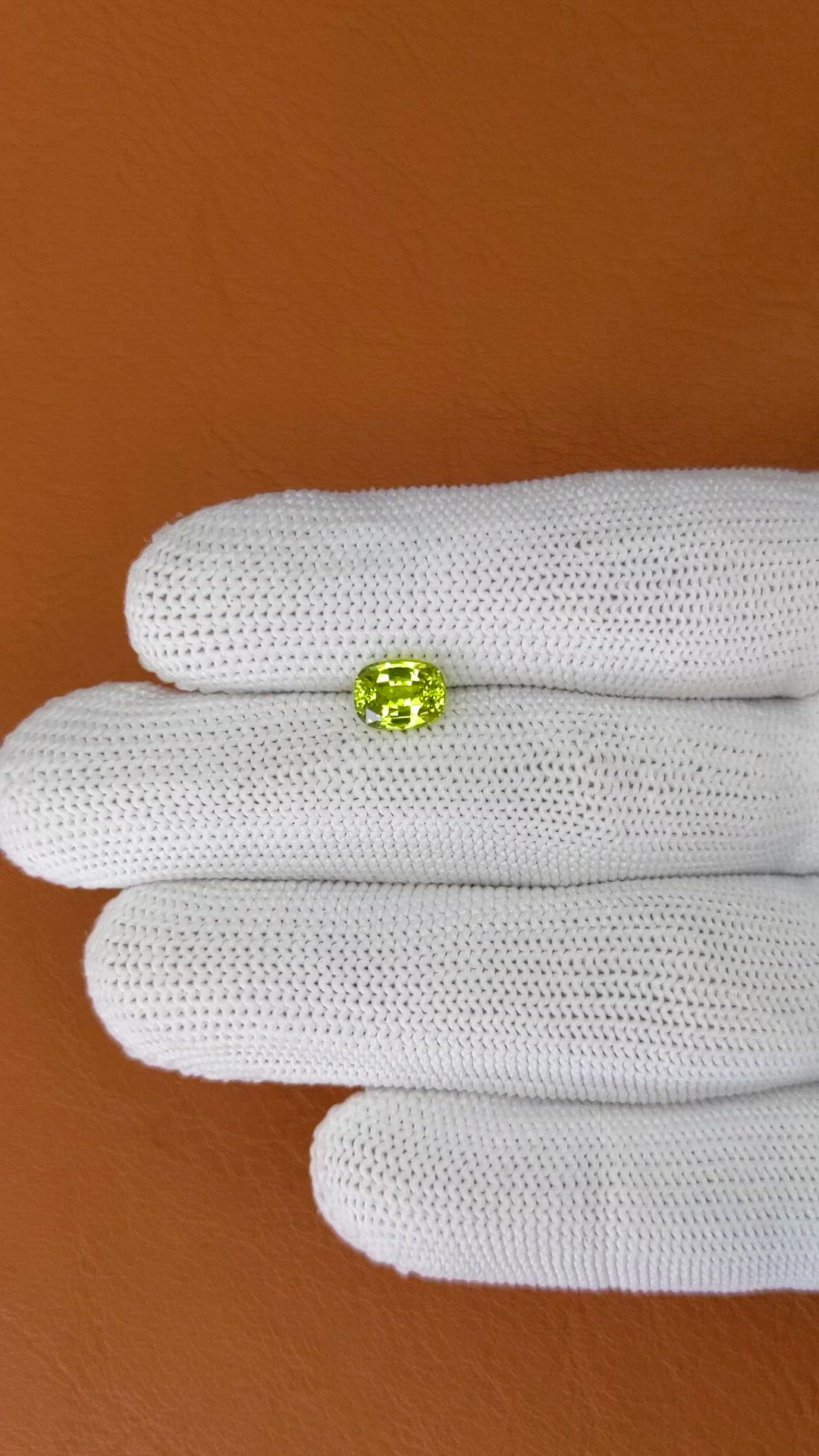 1.48 Ct. Yellowish Green Chrysoberyl from Ceylon (Sri Lanka) Size Video