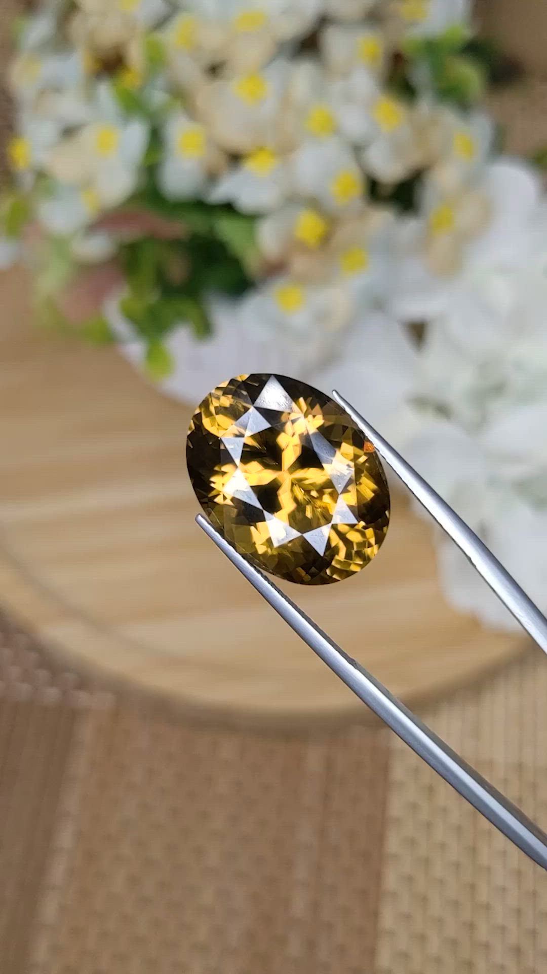 20.89 Ct. Golden Brown Sinhalite from Ceylon (Sri Lanka) Size Video