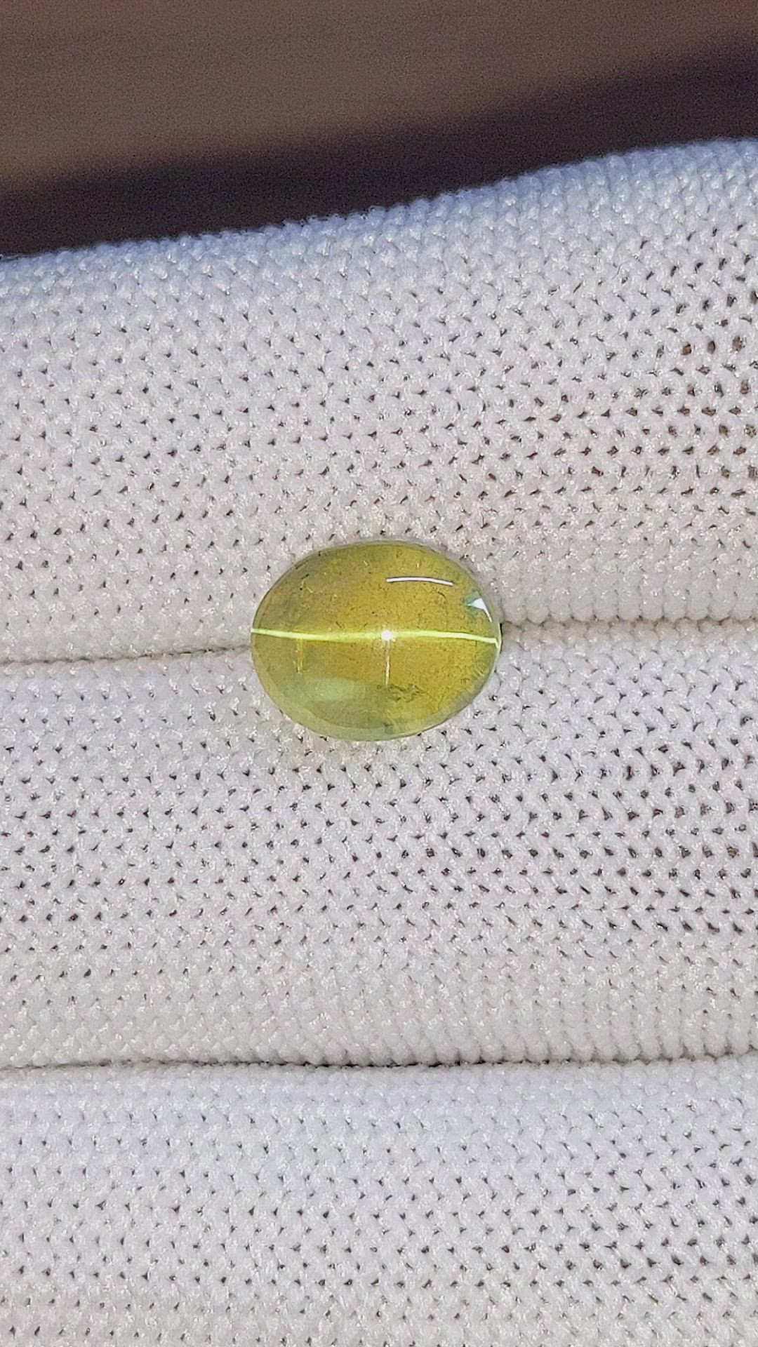 4.24 Ct. Yellowish Green Cabochon Chrysoberyl from Ceylon (Sri Lanka) Size Video