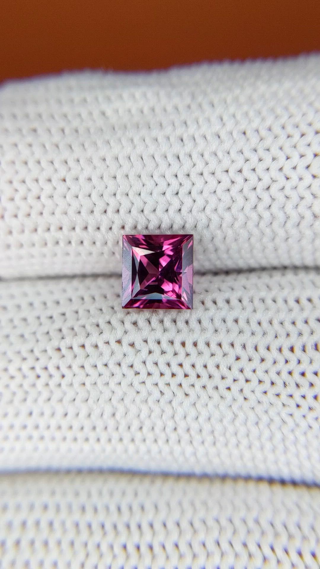 1.27 Ct. Pinkish Purple Rhodolite Garnet from Ceylon (Sri Lanka) Size Video