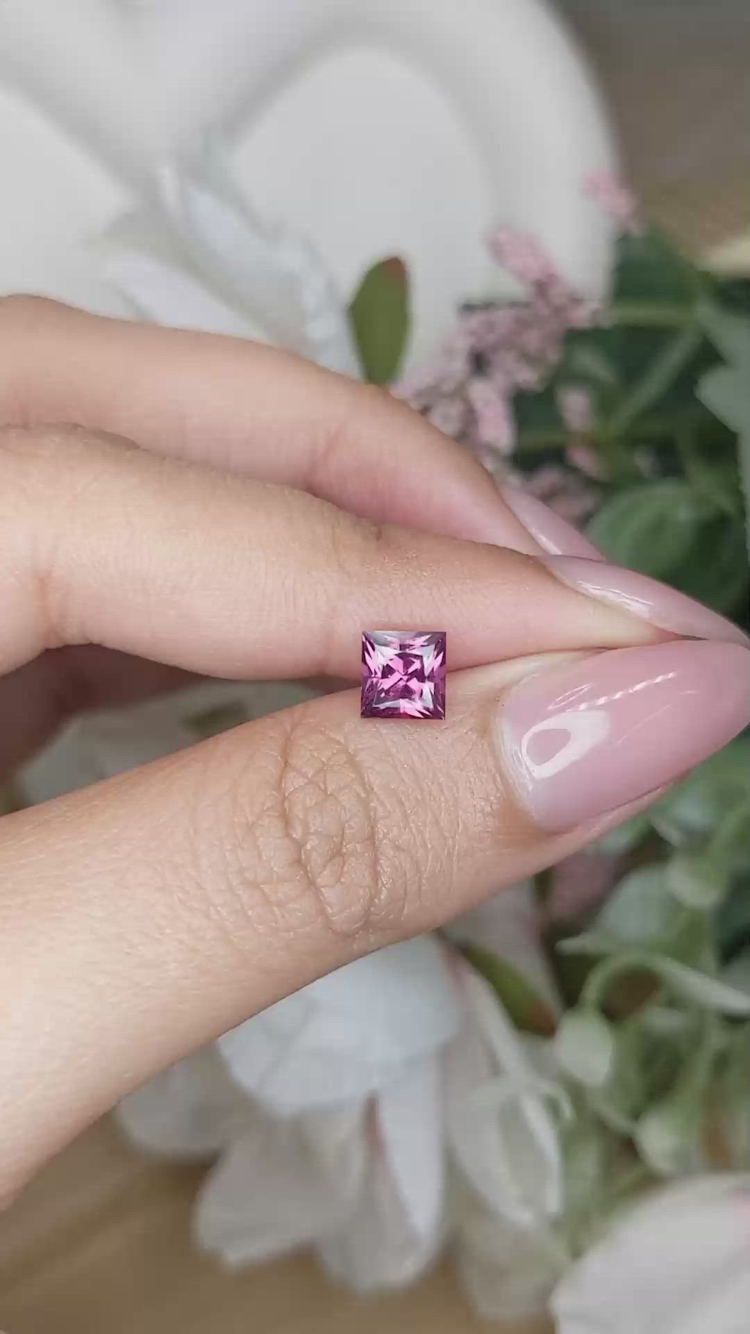 1.27 Ct. Pinkish Purple Rhodolite Garnet from Ceylon (Sri Lanka) Size Video