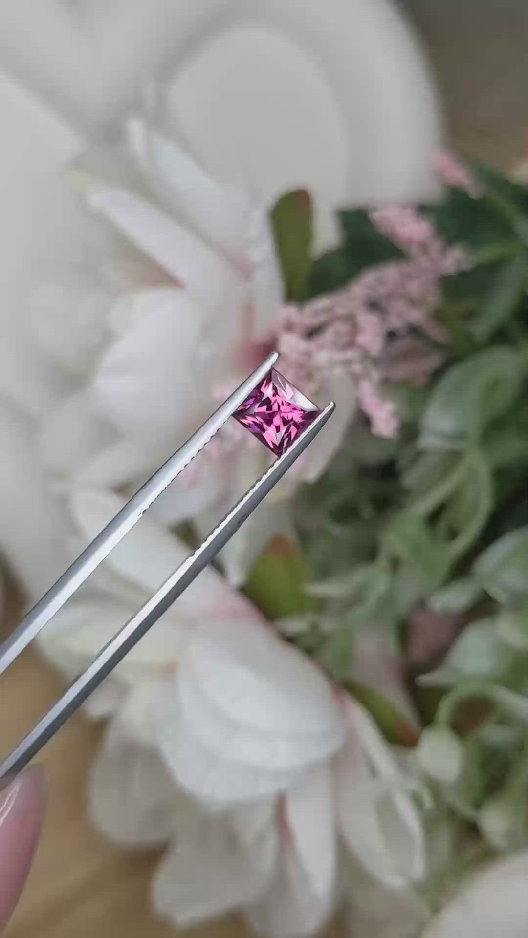 1.27 Ct. Pinkish Purple Rhodolite Garnet from Ceylon (Sri Lanka) Size Video