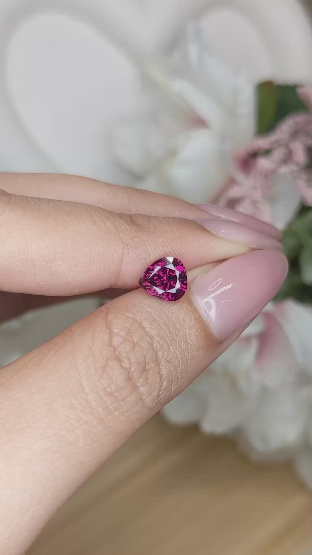 1.45 Ct. Purplish Red Rhodolite Garnet from Ceylon (Sri Lanka) Size Video