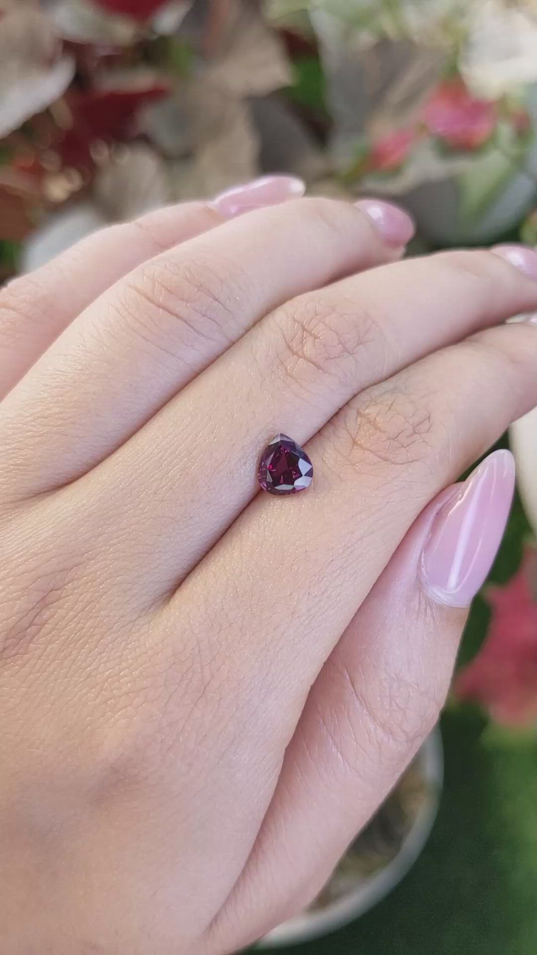 1.45 Ct. Purplish Red Rhodolite Garnet from Ceylon (Sri Lanka) Size Video