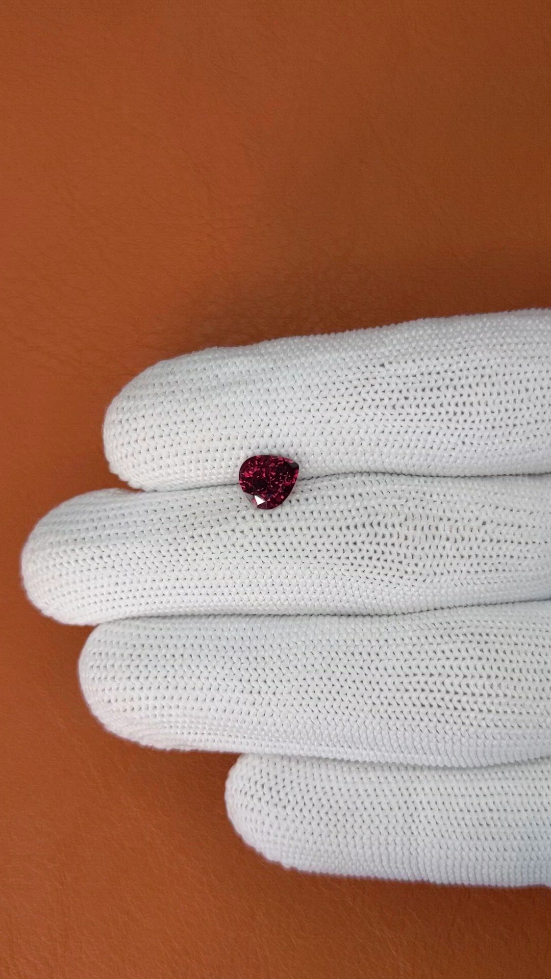 1.45 Ct. Purplish Red Rhodolite Garnet from Ceylon (Sri Lanka) Size Video