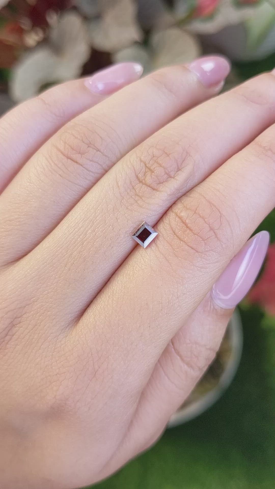0.46 Ct. Red Rhodolite Garnet from Ceylon (Sri Lanka) Size Video