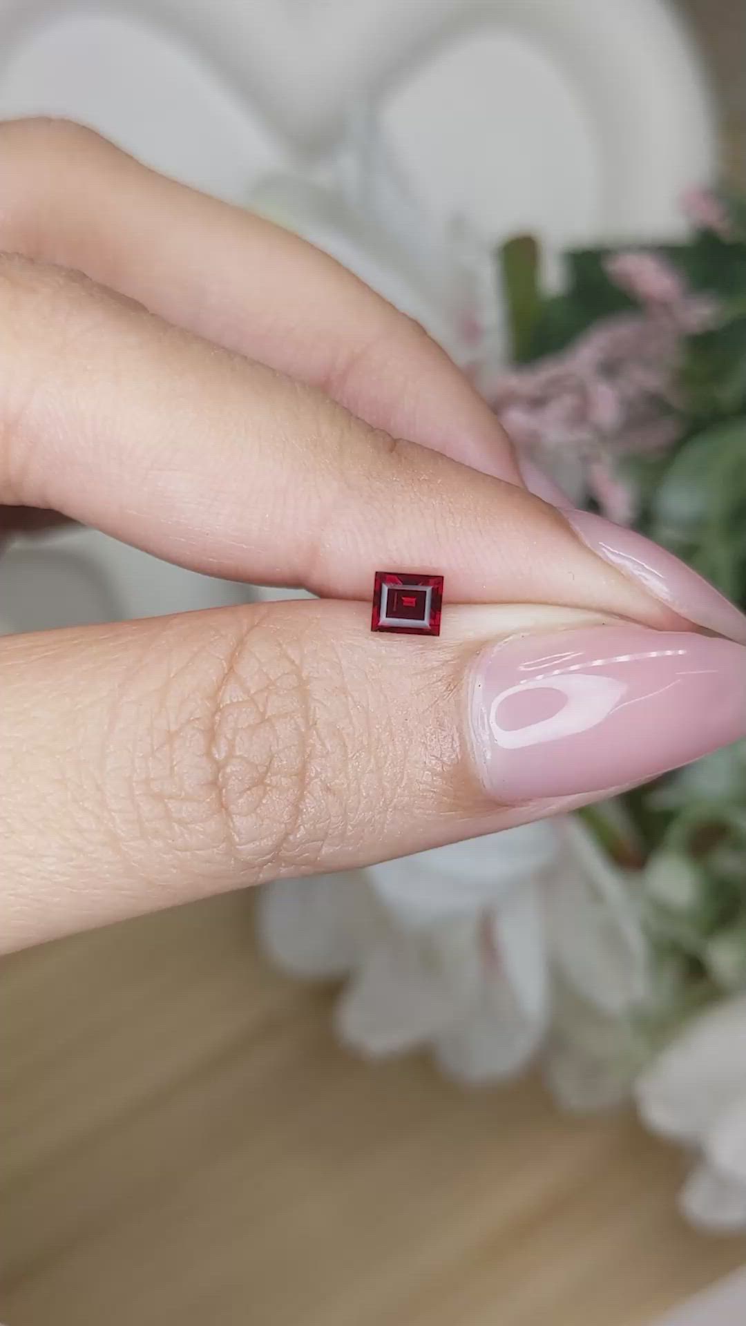 0.46 Ct. Red Rhodolite Garnet from Ceylon (Sri Lanka) Size Video