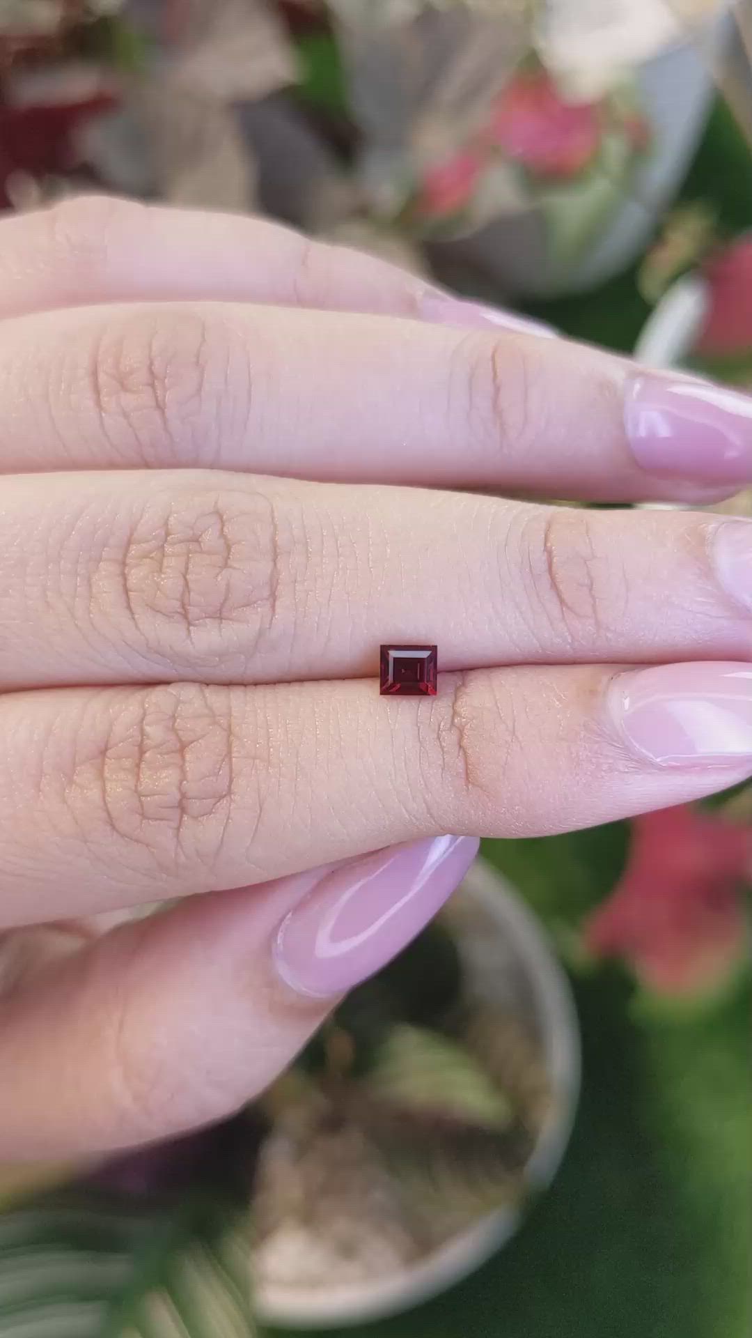 0.46 Ct. Red Rhodolite Garnet from Ceylon (Sri Lanka) Size Video