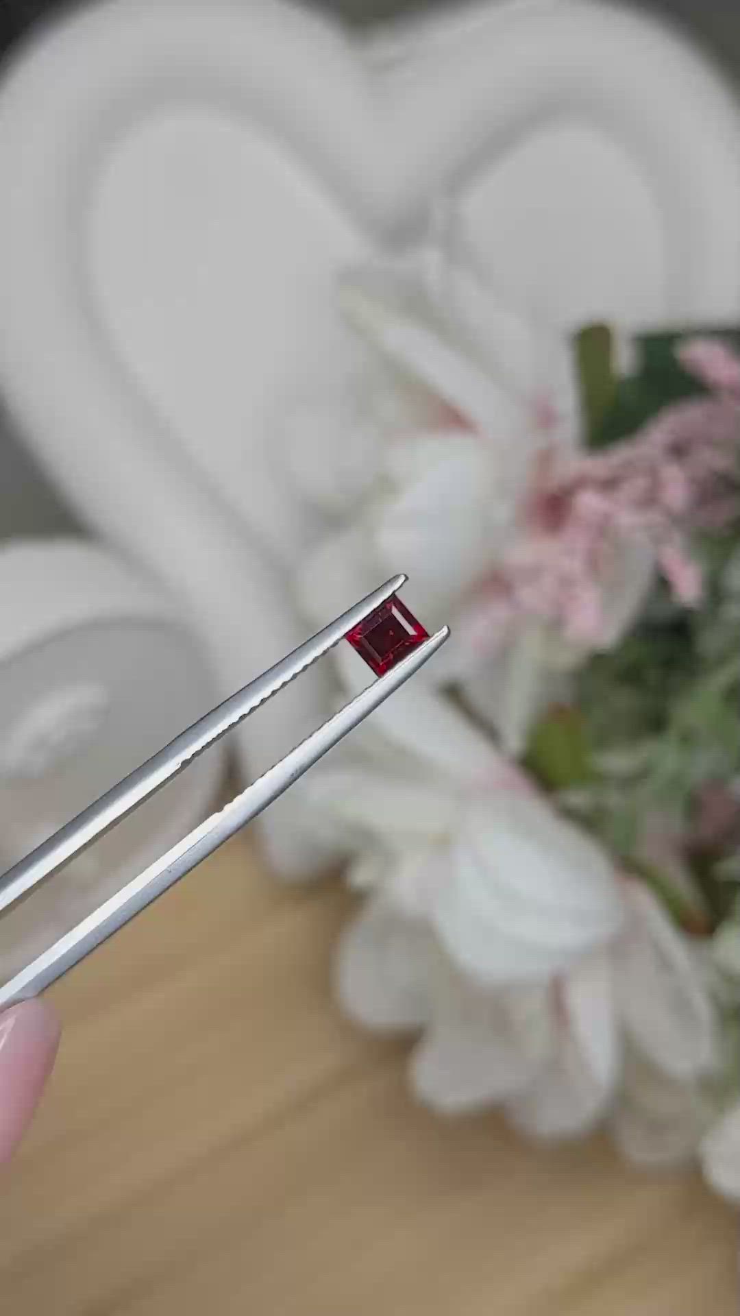 0.46 Ct. Red Rhodolite Garnet from Ceylon (Sri Lanka) Size Video