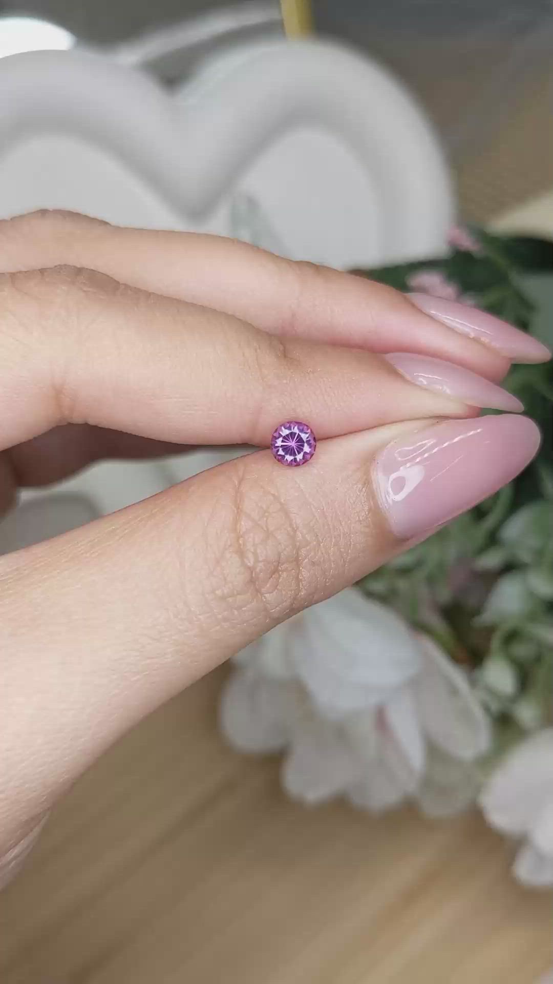 0.49 Ct. Pinkish Purple Rhodolite Garnet from Ceylon (Sri Lanka) Size Video