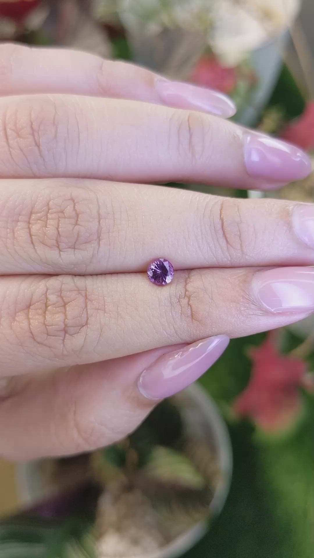 0.49 Ct. Pinkish Purple Rhodolite Garnet from Ceylon (Sri Lanka) Size Video