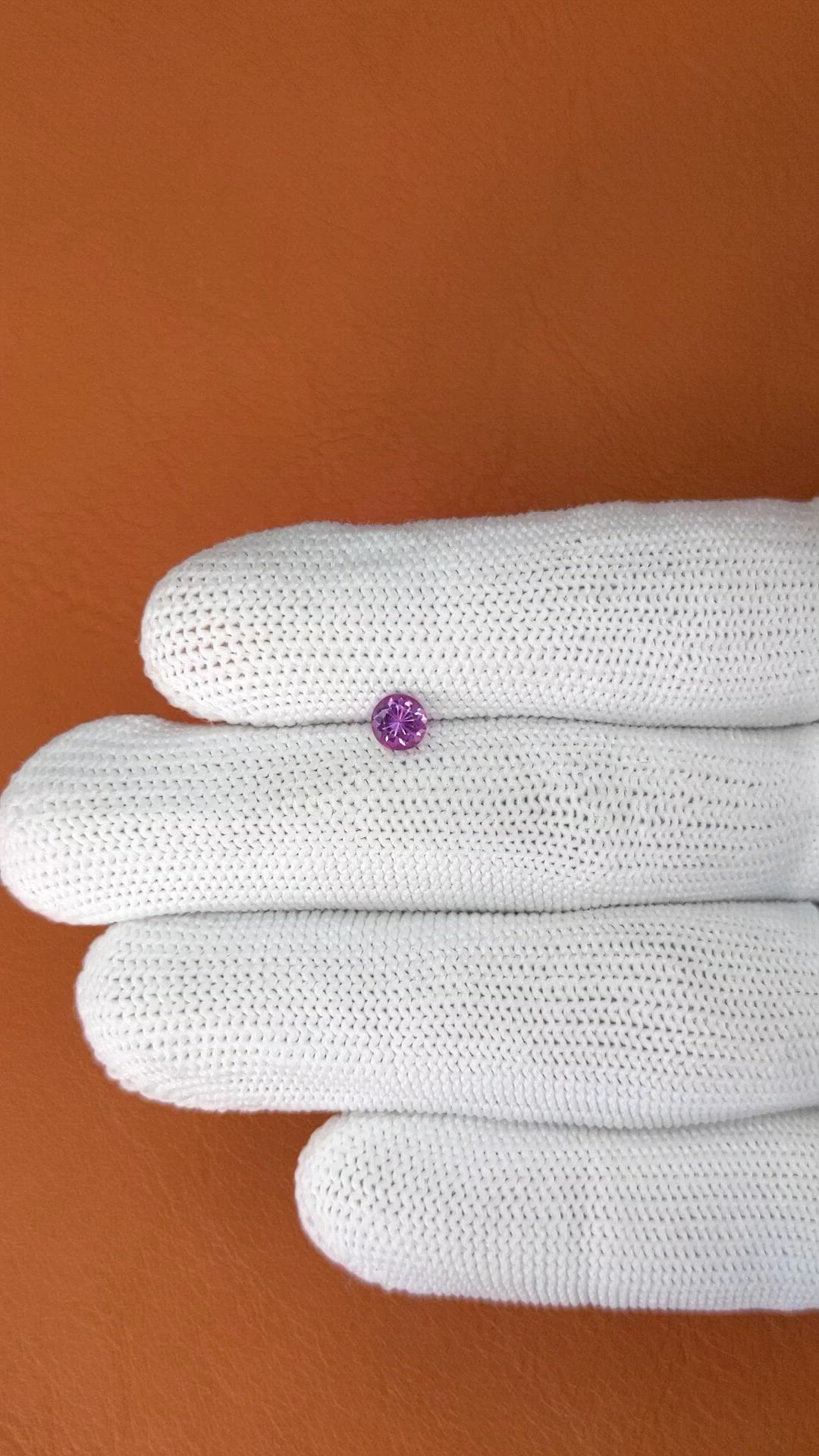 0.49 Ct. Pinkish Purple Rhodolite Garnet from Ceylon (Sri Lanka) Size Video