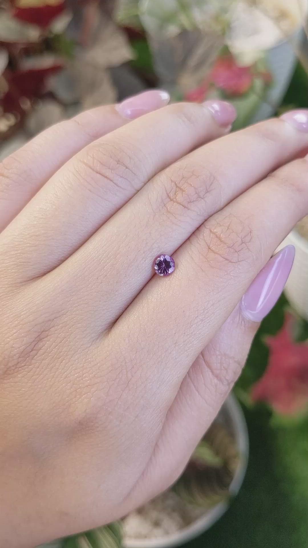 0.49 Ct. Pinkish Purple Rhodolite Garnet from Ceylon (Sri Lanka) Size Video