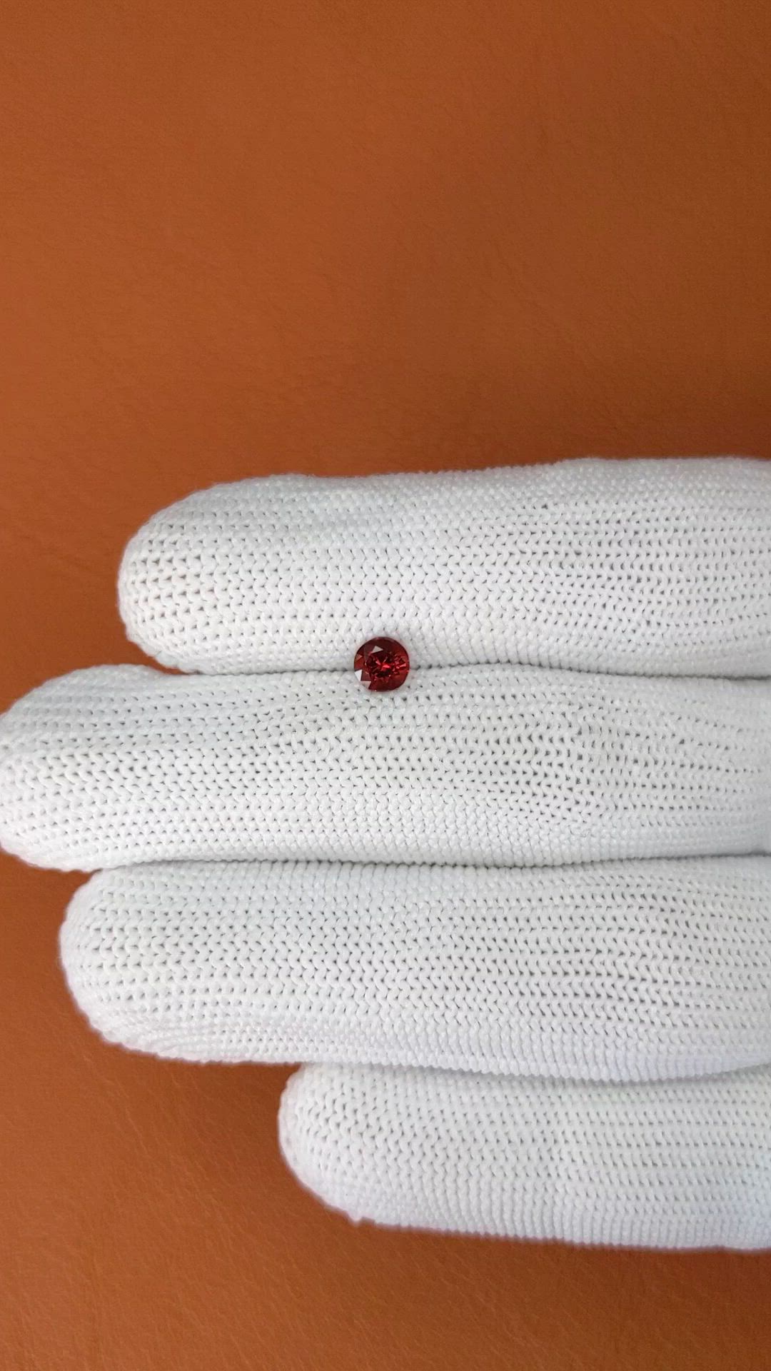 0.61 Ct. Red Rhodolite Garnet from Ceylon (Sri Lanka) Size Video