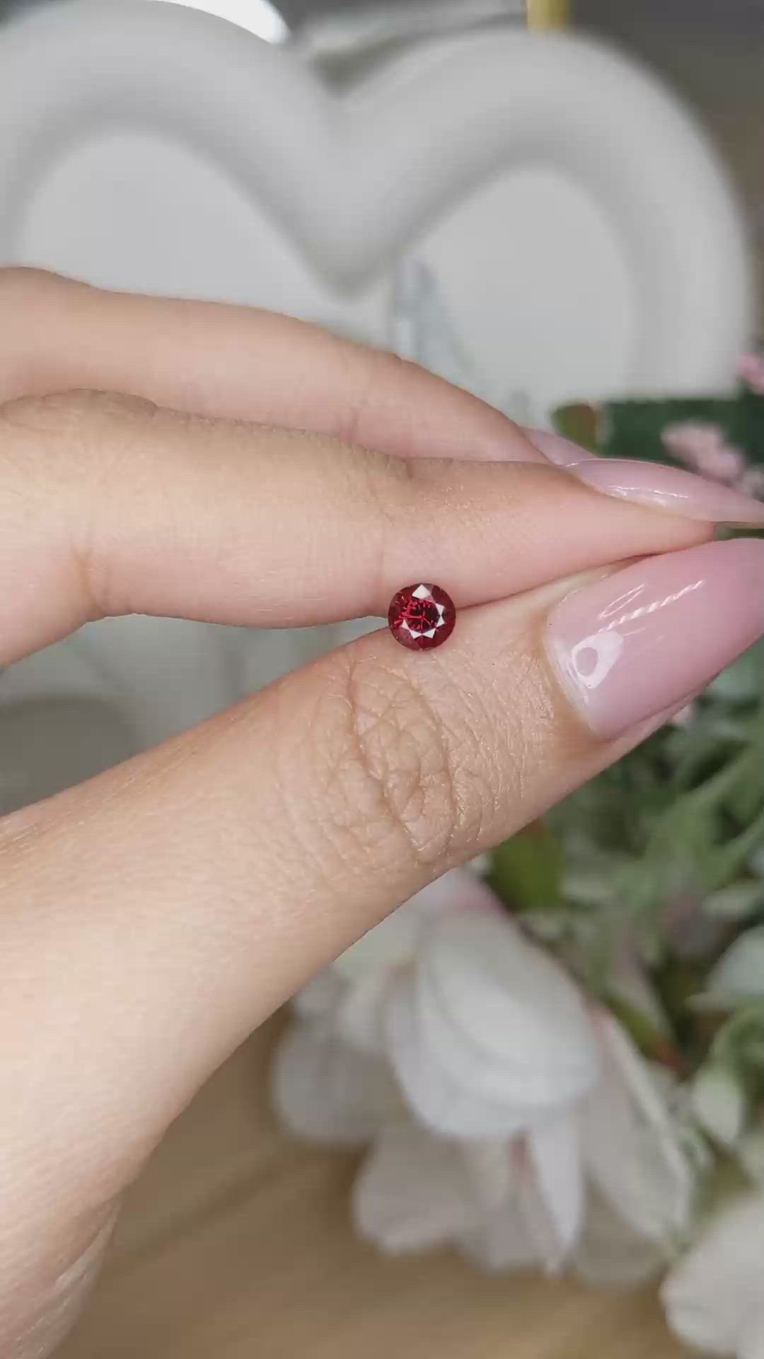 0.61 Ct. Red Rhodolite Garnet from Ceylon (Sri Lanka) Size Video
