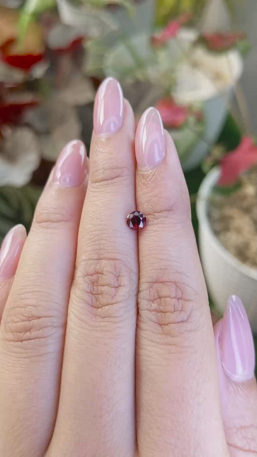 0.61 Ct. Red Rhodolite Garnet from Ceylon (Sri Lanka) Size Video