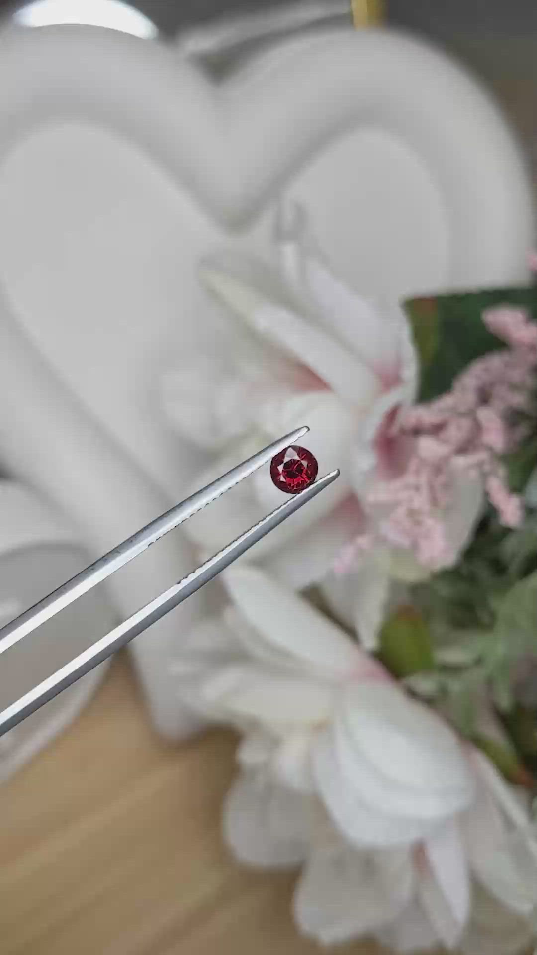 0.61 Ct. Red Rhodolite Garnet from Ceylon (Sri Lanka) Size Video