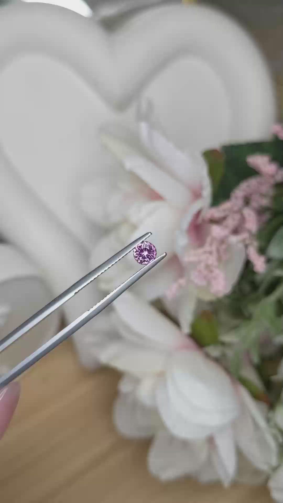 0.40 Ct. Pinkish Purple Rhodolite Garnet from Ceylon (Sri Lanka) Size Video