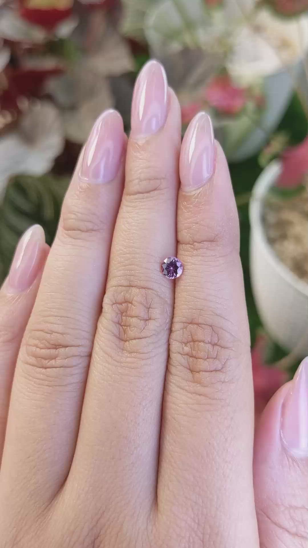 0.40 Ct. Pinkish Purple Rhodolite Garnet from Ceylon (Sri Lanka) Size Video