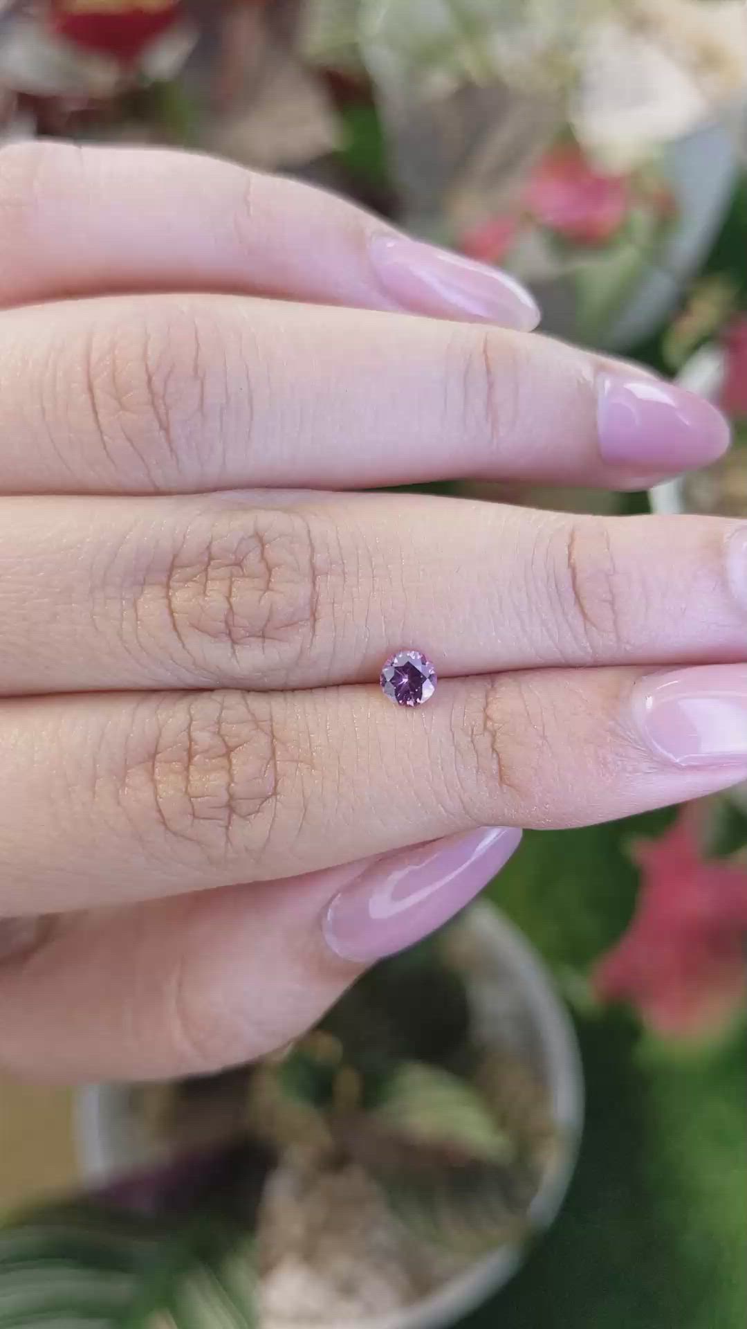 0.40 Ct. Pinkish Purple Rhodolite Garnet from Ceylon (Sri Lanka) Size Video