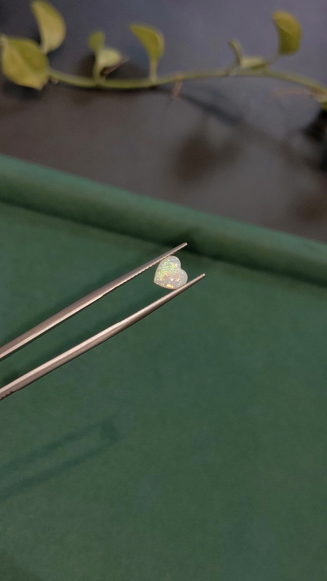 0.52 Ct. Multi Color Cabochon White Opal from Ethiopia Size Video