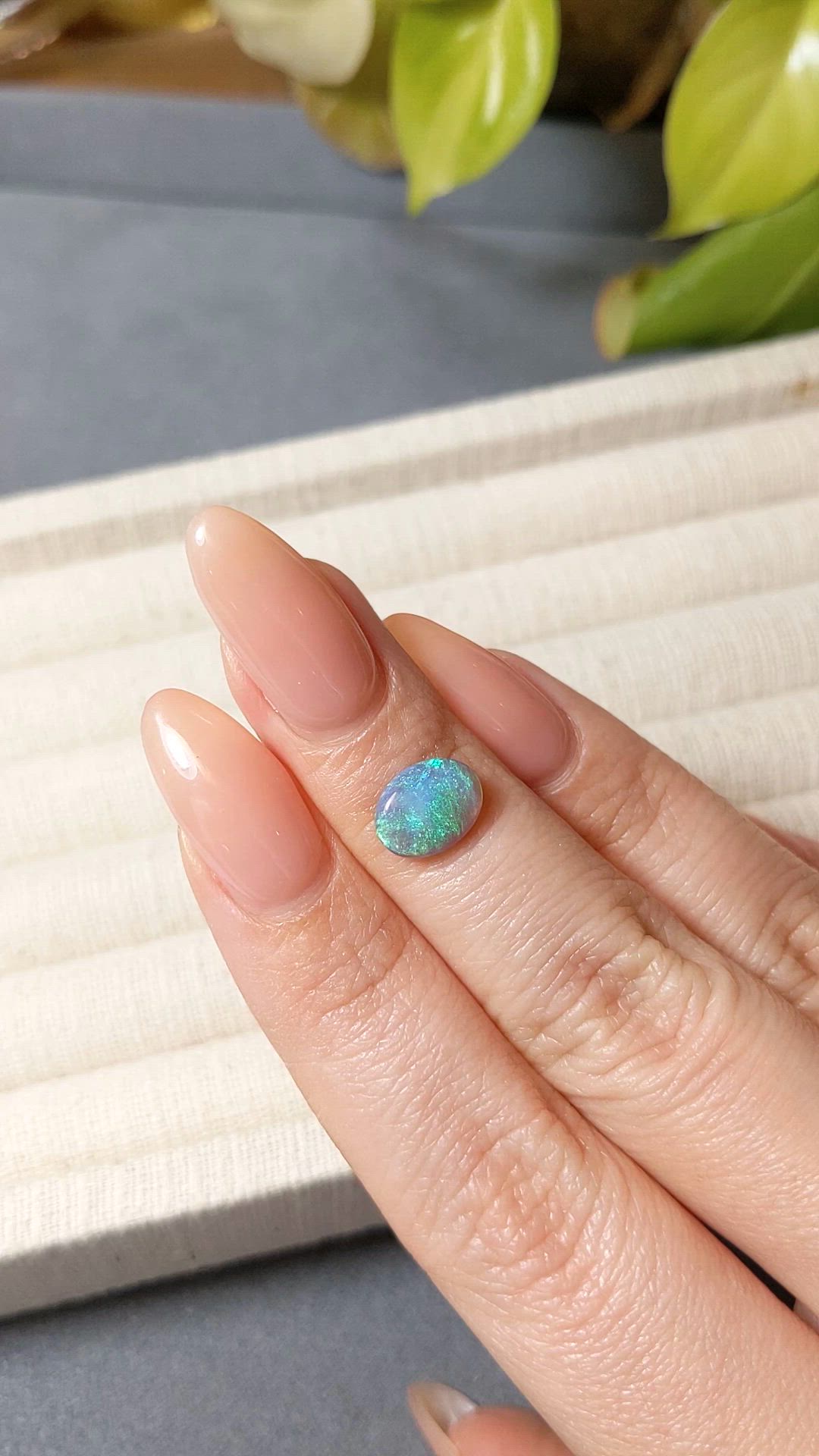 1.22 Ct. Multi Color Cabochon Black Opal from Ethiopia Size Video