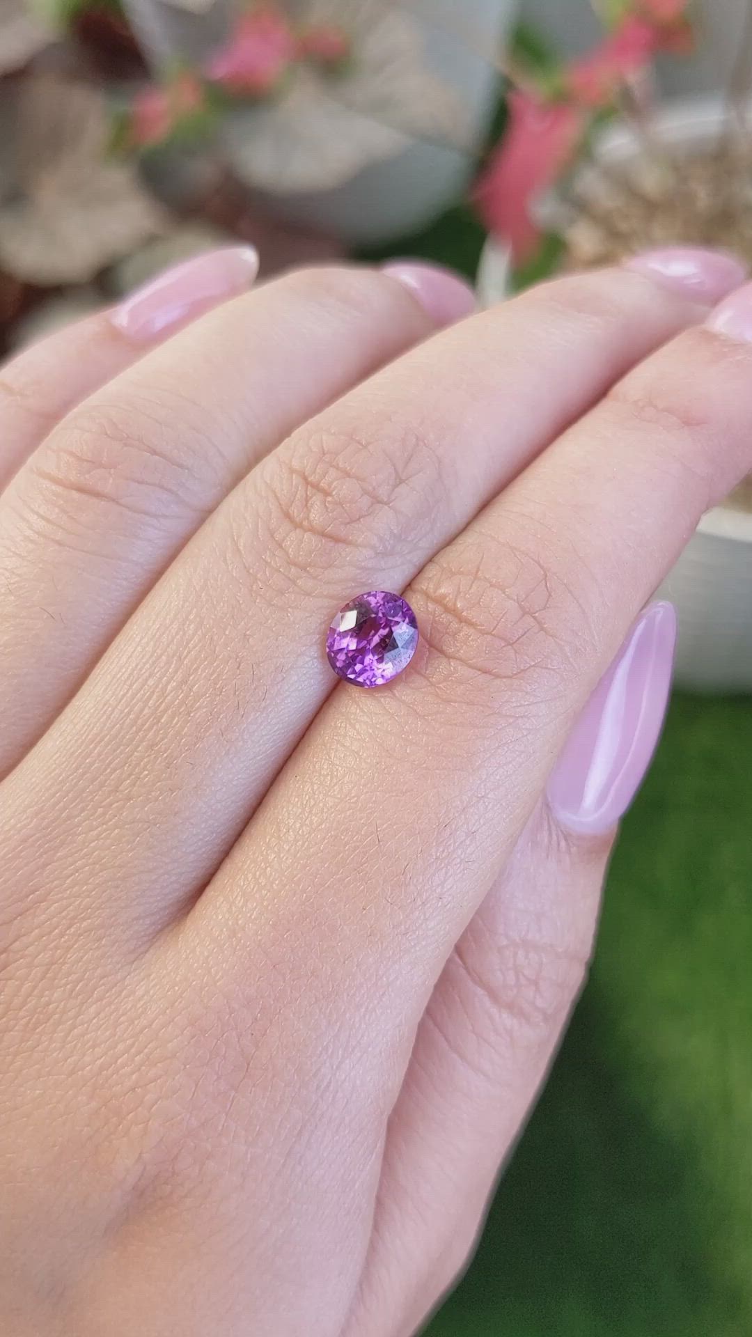 1.82 Ct. Pinkish Purple Rhodolite Garnet from Ceylon (Sri Lanka) Size Video