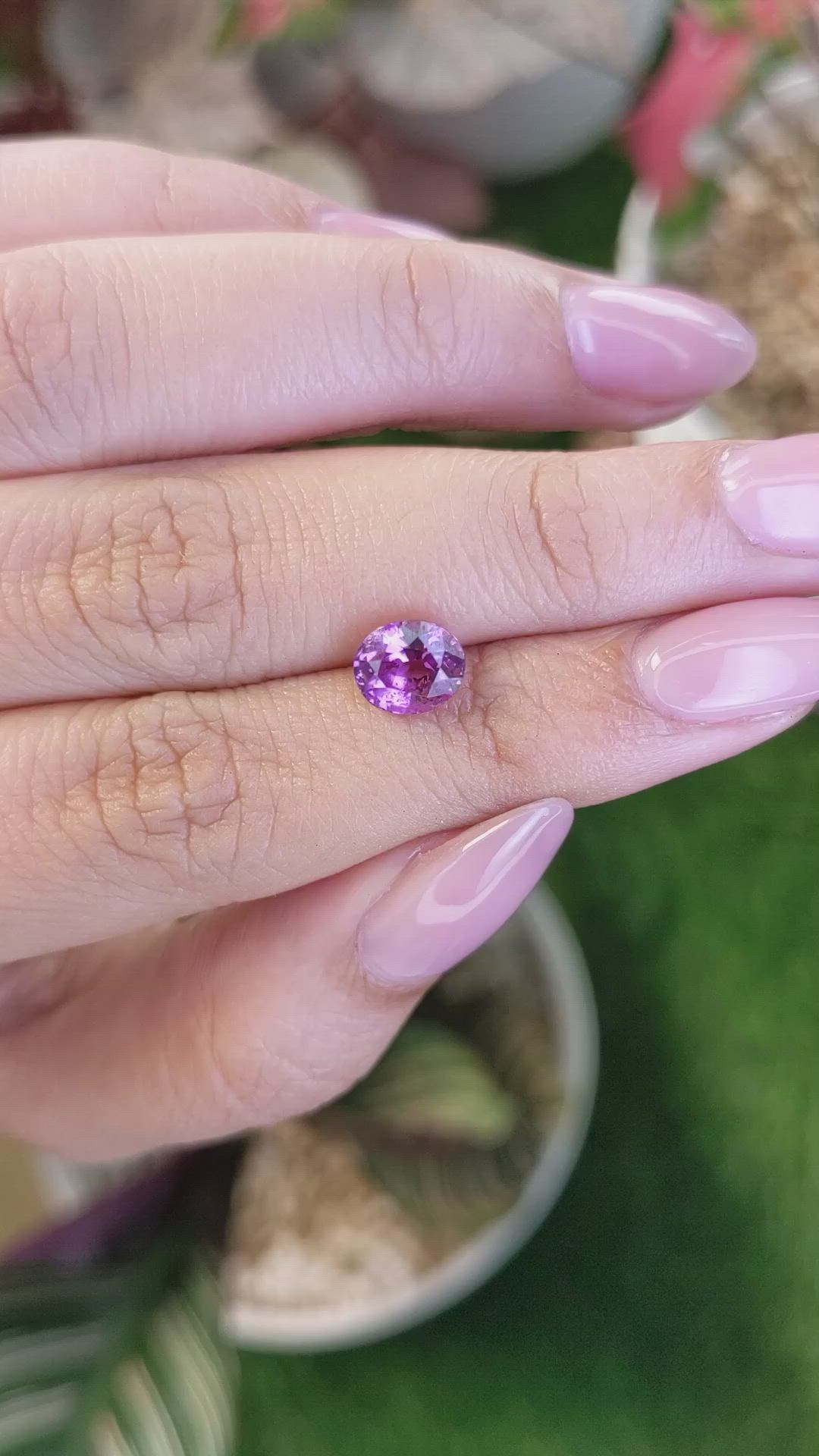 1.82 Ct. Pinkish Purple Rhodolite Garnet from Ceylon (Sri Lanka) Size Video