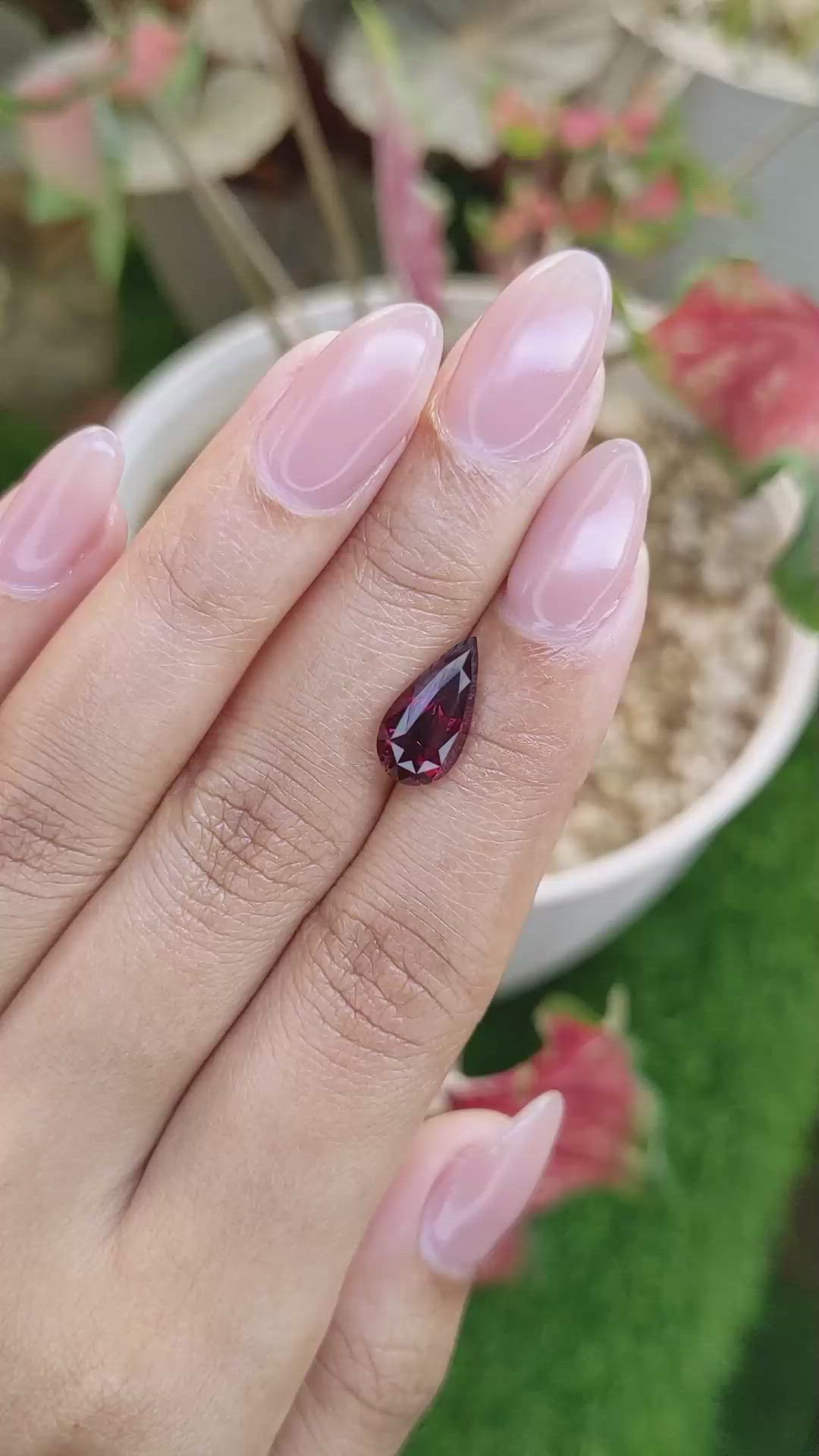 3.36 Ct. Purplish Red Almandine Garnet from Ceylon (Sri Lanka) Size Video