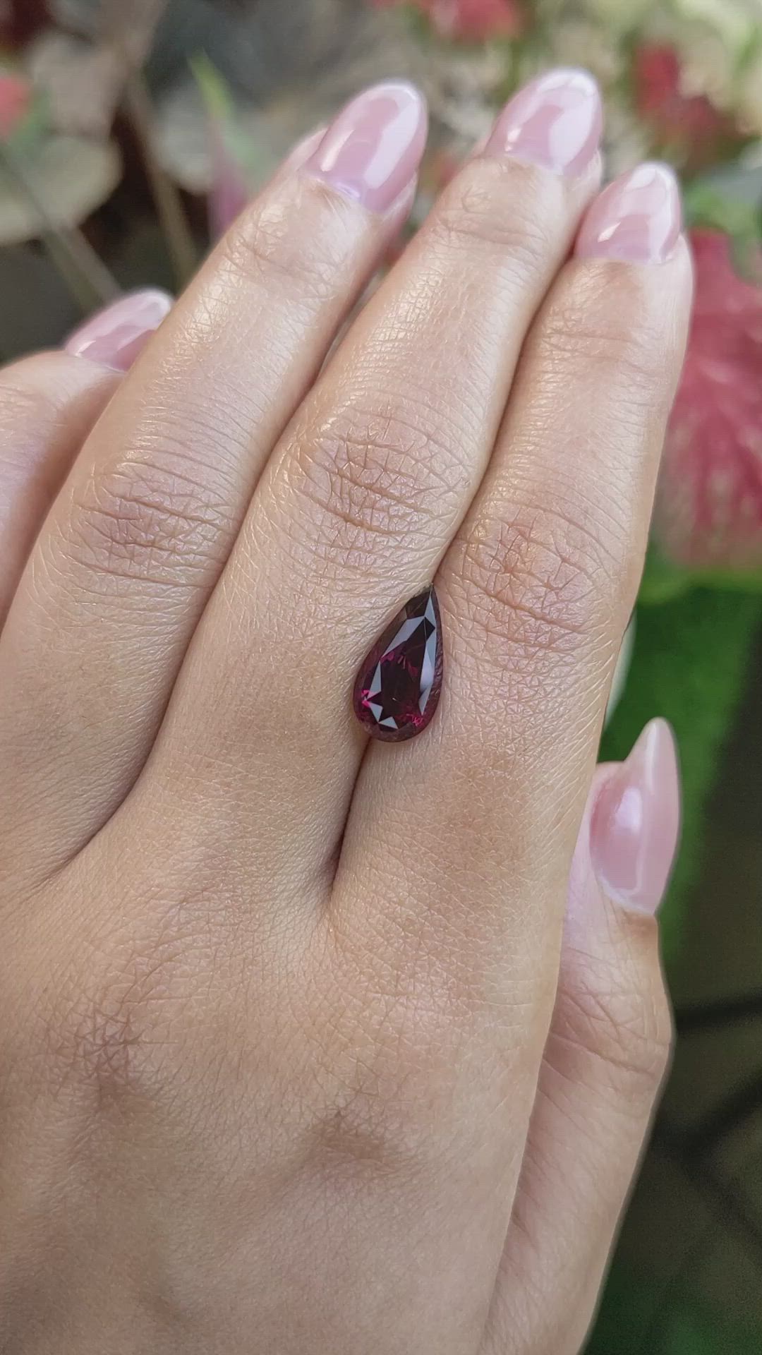 3.36 Ct. Purplish Red Almandine Garnet from Ceylon (Sri Lanka) Size Video