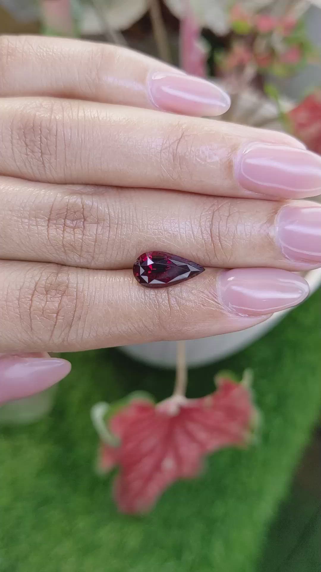 3.36 Ct. Purplish Red Almandine Garnet from Ceylon (Sri Lanka) Size Video