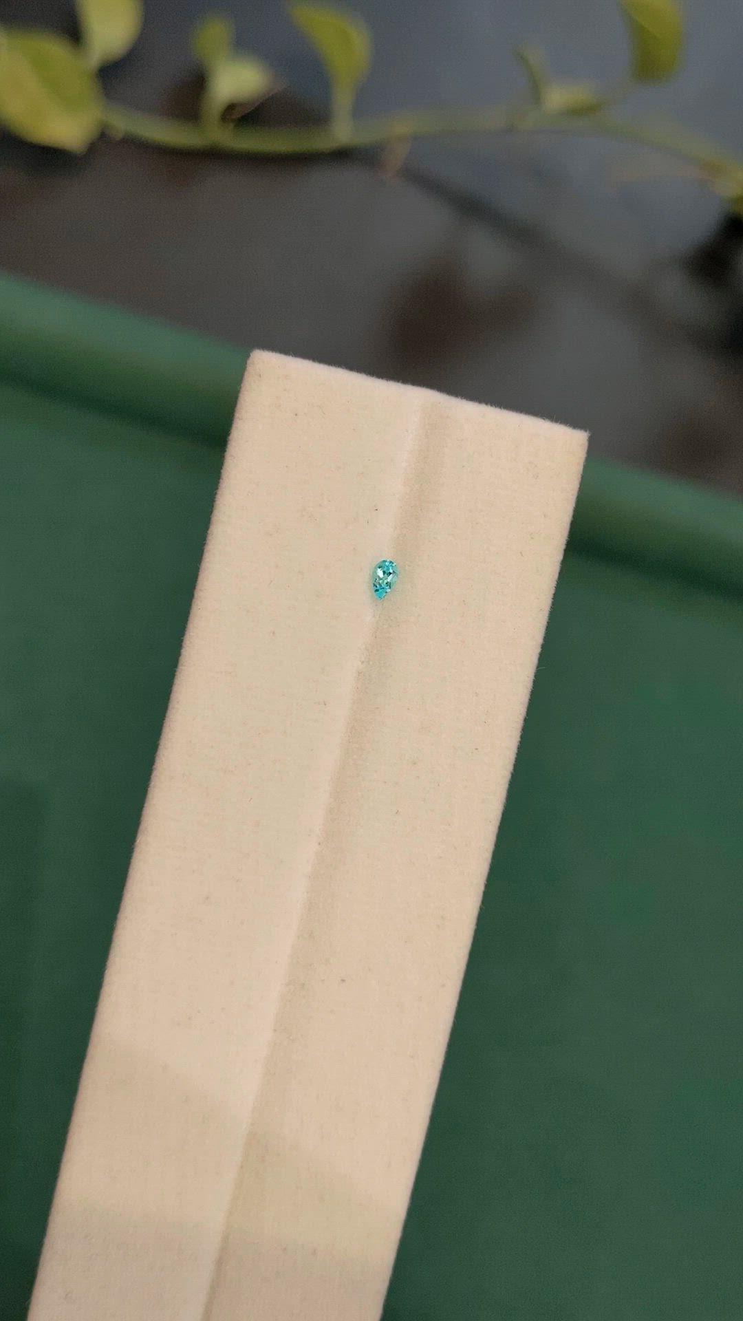 0.05 Ct. Bluish Green Paraiba Tourmaline from Brazil Size Video