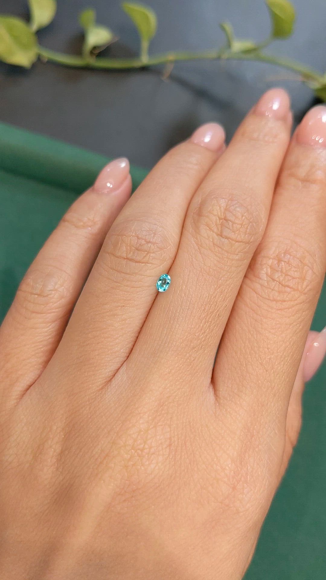 0.11 Ct. Greenish Blue Paraiba Tourmaline from Brazil Size Video