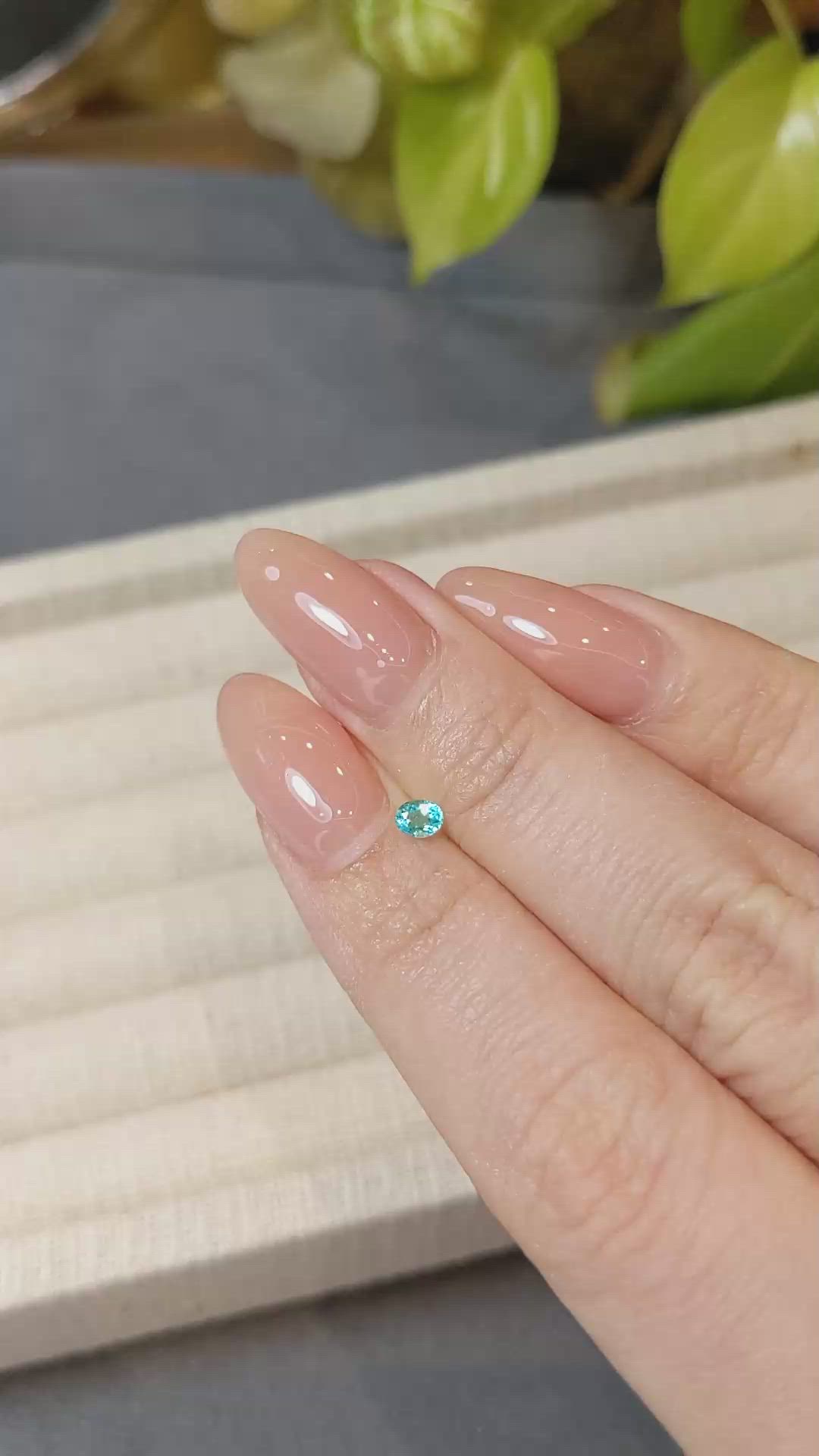 0.17 Ct. Greenish Blue Paraiba Tourmaline from Brazil Size Video