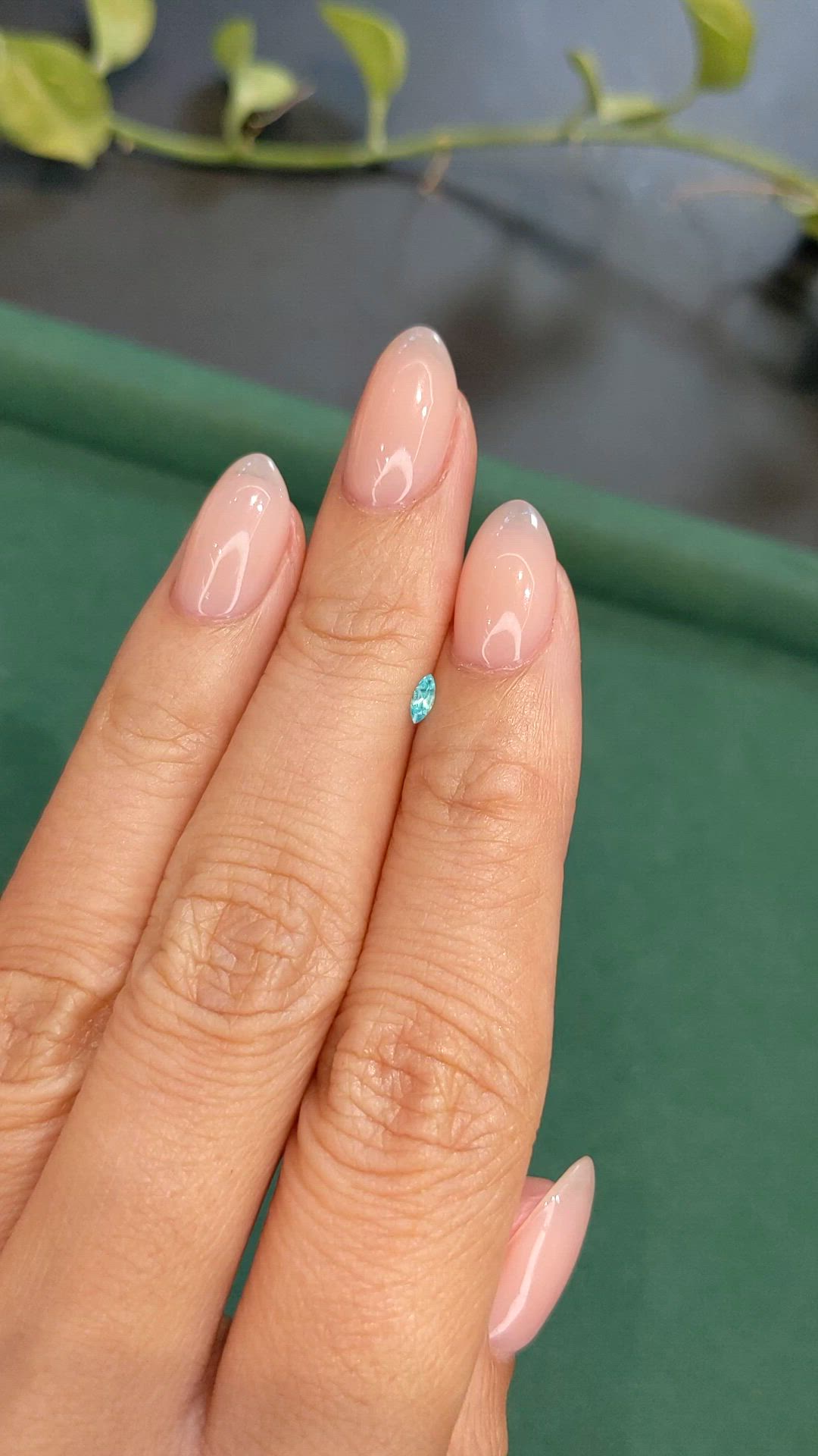 0.06 Ct. Greenish Blue Paraiba Tourmaline from Brazil Size Video