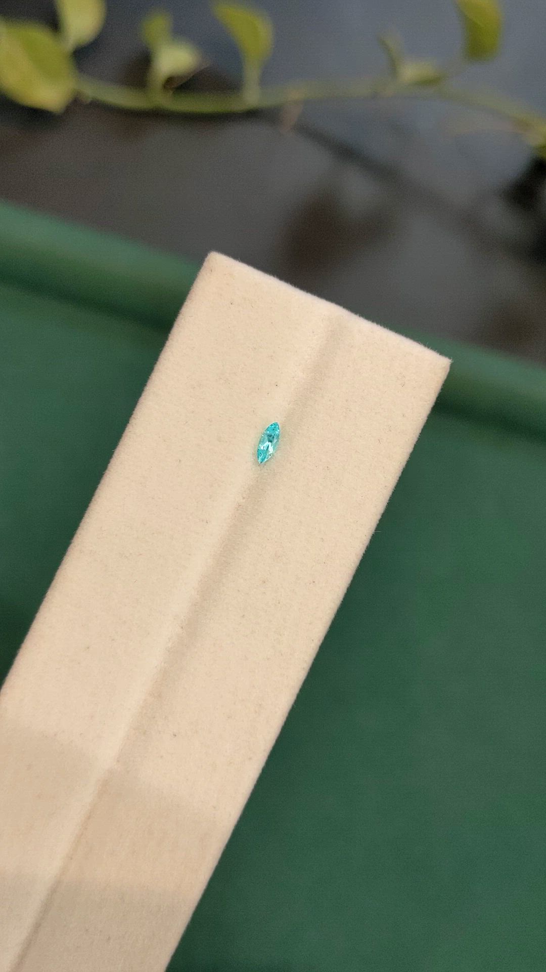 0.06 Ct. Greenish Blue Paraiba Tourmaline from Brazil Size Video