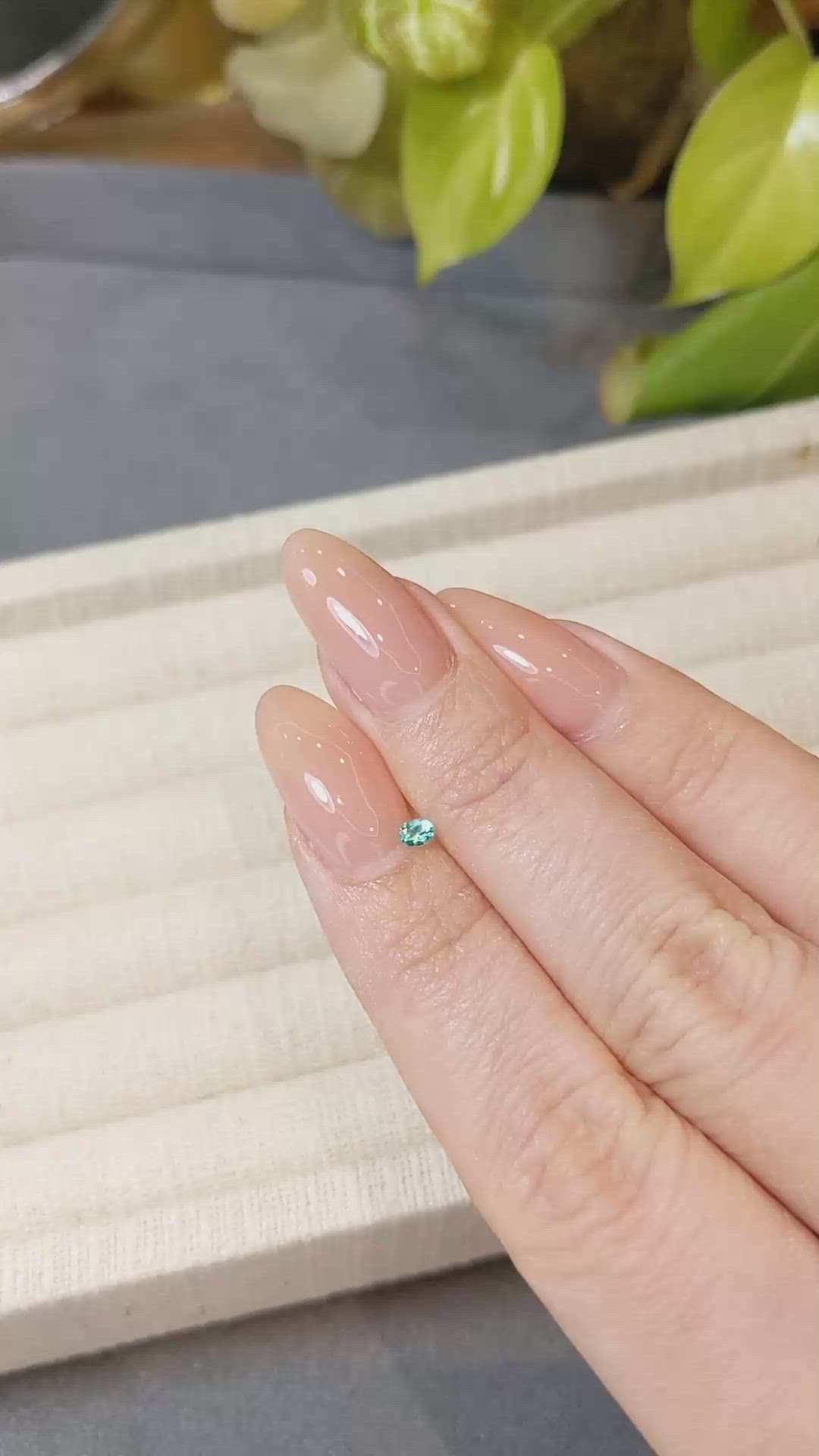0.10 Ct. Greenish Blue Paraiba Tourmaline from Brazil Size Video