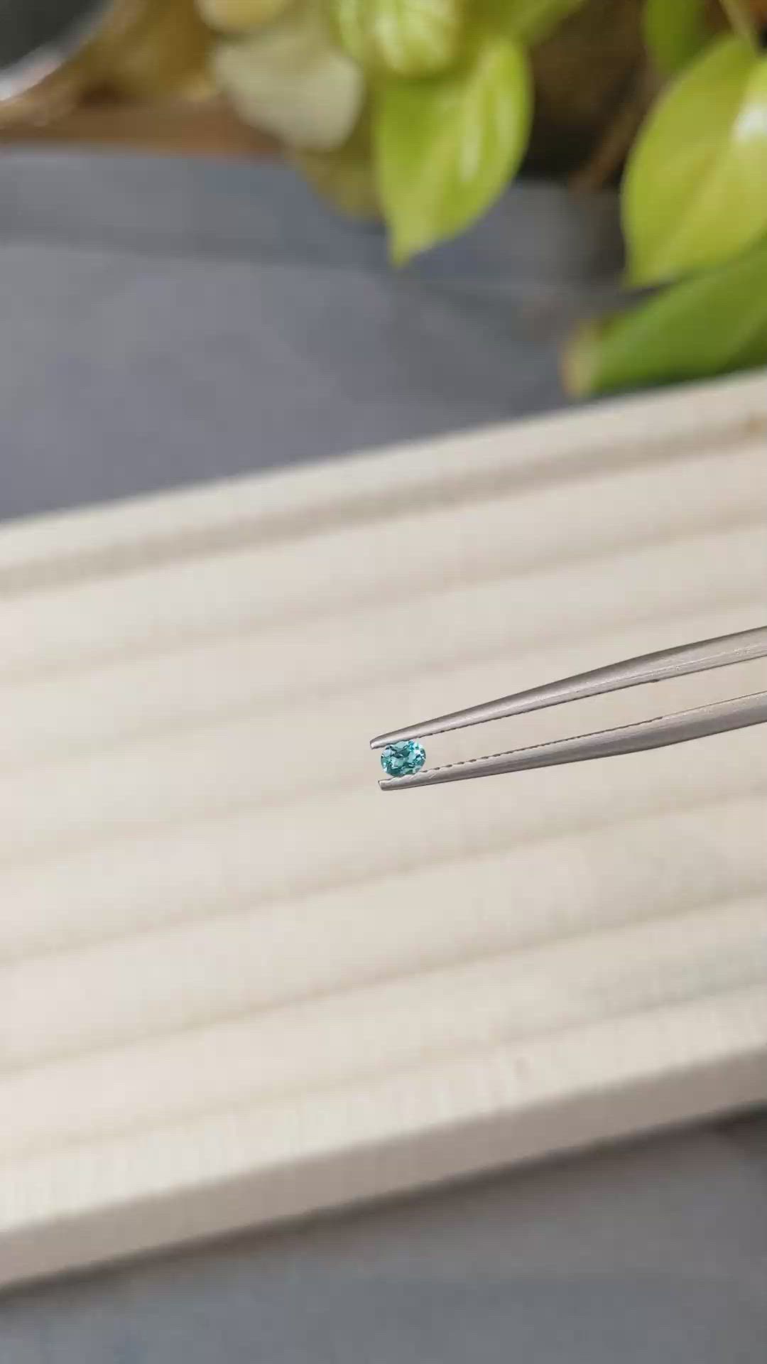 0.10 Ct. Greenish Blue Paraiba Tourmaline from Brazil Size Video