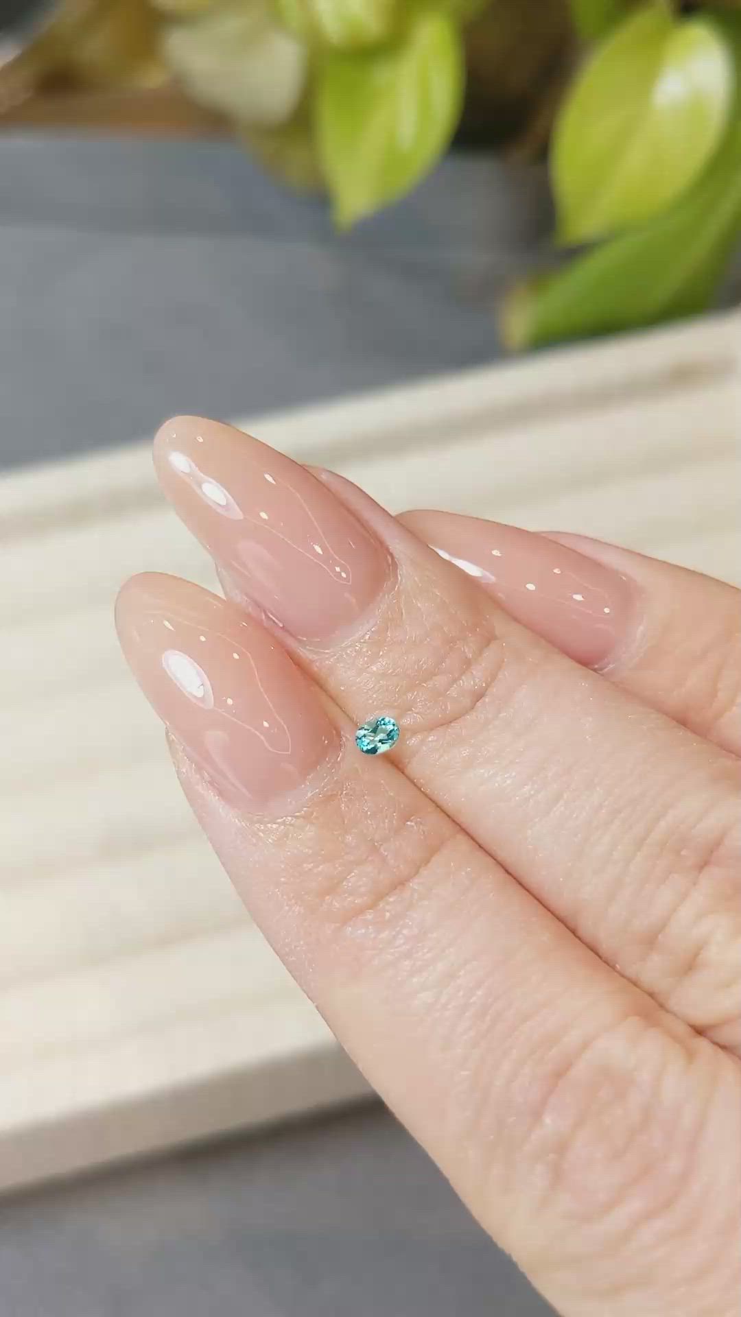 0.10 Ct. Greenish Blue Paraiba Tourmaline from Brazil Size Video