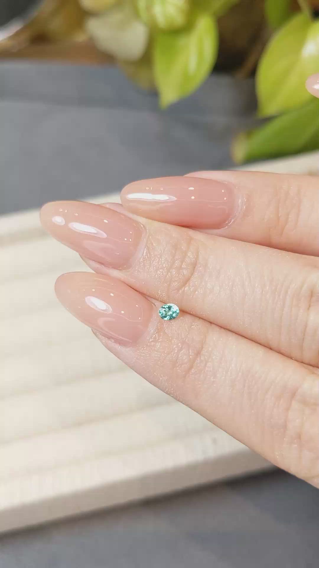 0.10 Ct. Greenish Blue Paraiba Tourmaline from Brazil Size Video