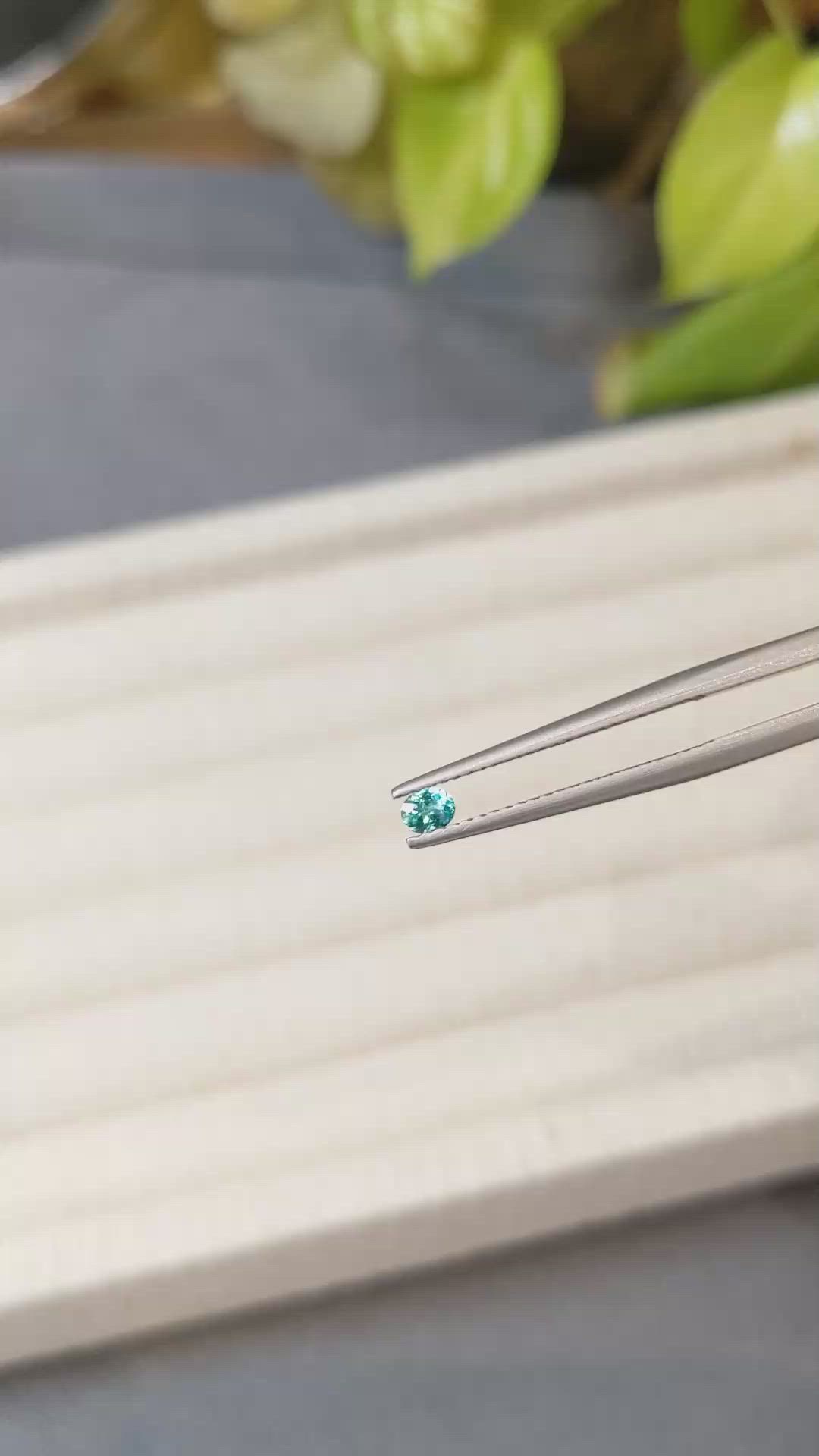 0.10 Ct. Greenish Blue Paraiba Tourmaline from Brazil Size Video