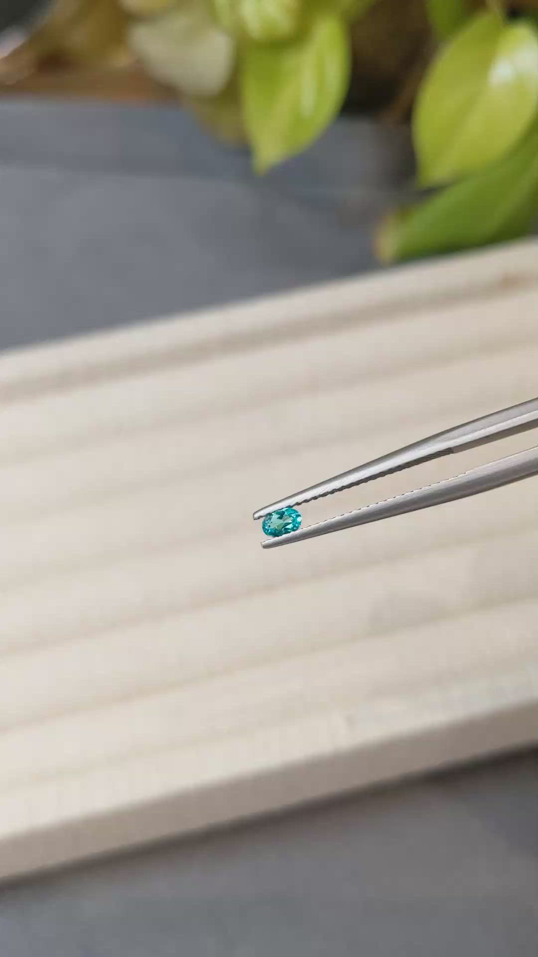 0.11 Ct. Bluish Green Paraiba Tourmaline from Brazil Size Video