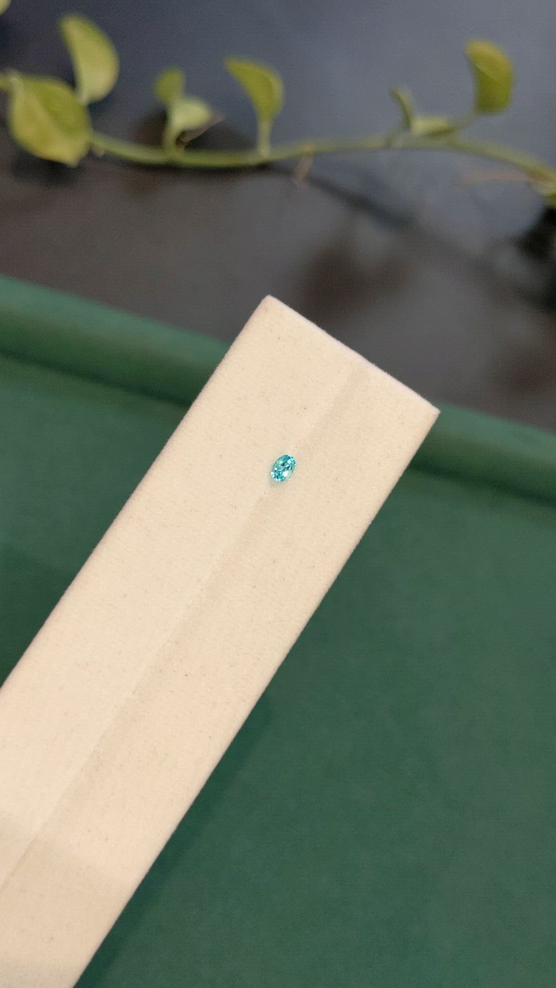 0.10 Ct. Greenish Blue Paraiba Tourmaline from Brazil Size Video